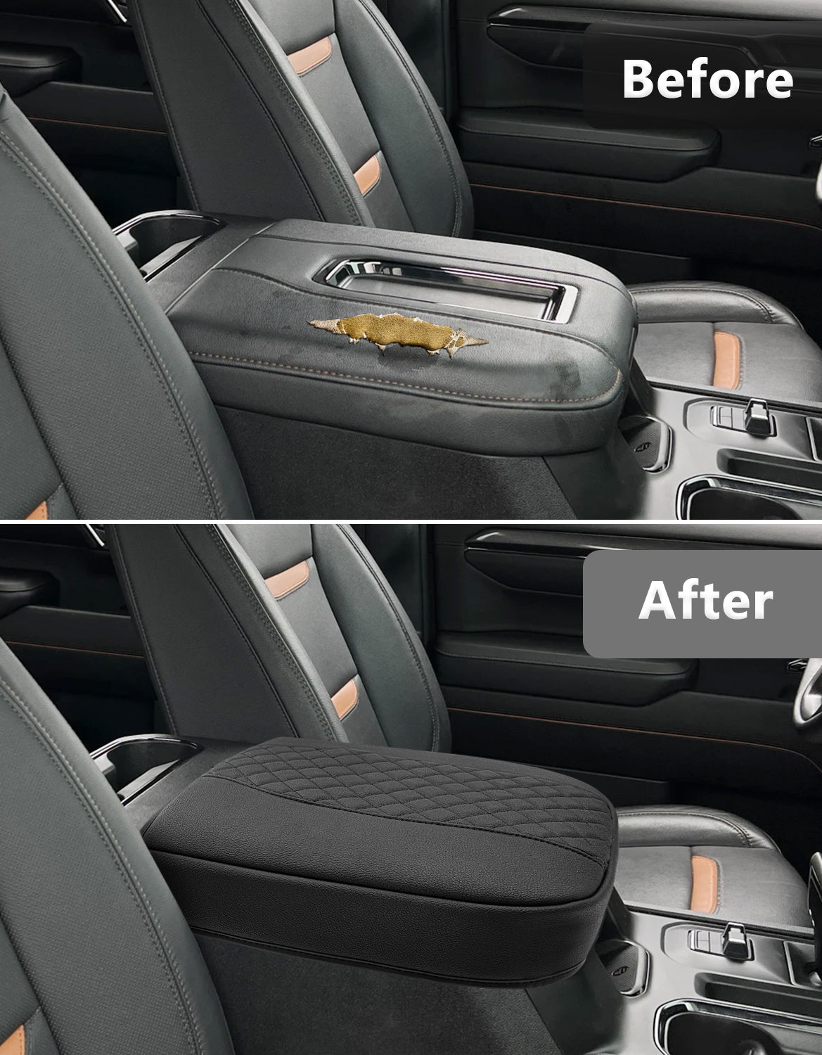 KBH Center Console Cushion Cover for Bucket Seat 2019-2026 GMC Sierra 1500 2500 3500,2019-2026 Chevy Silverado 1500 2500 3500, 2021-2026 Tahoe/Suburban/Yukon