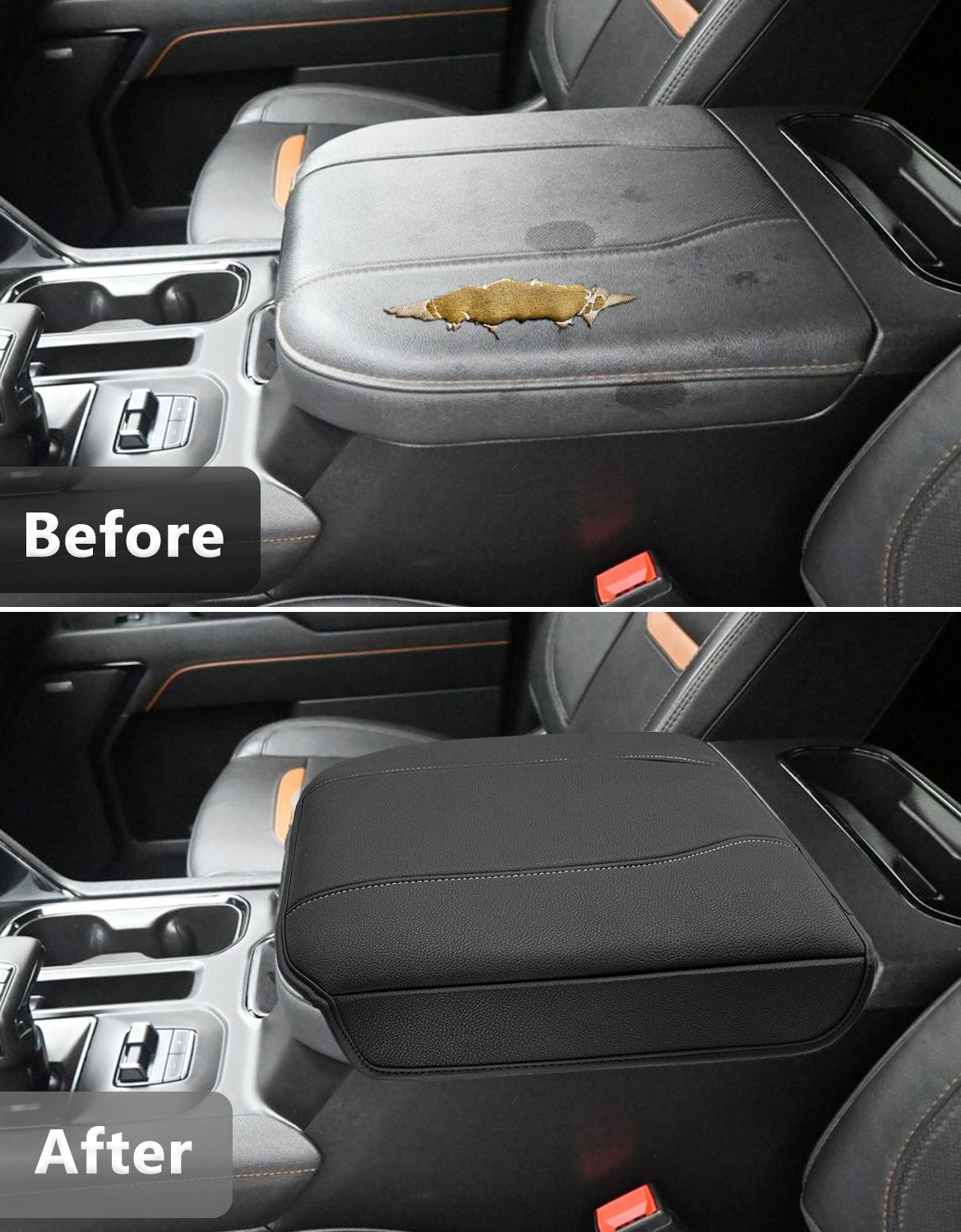 KBH Center Console Cushion Cover for  Bucket Seat 2019-2025 GMC Sierra 1500 2500 3500,2019-2025 Chevy Silverado 1500 2500 3500, 2021-2025 Tahoe/Suburban/Yukon