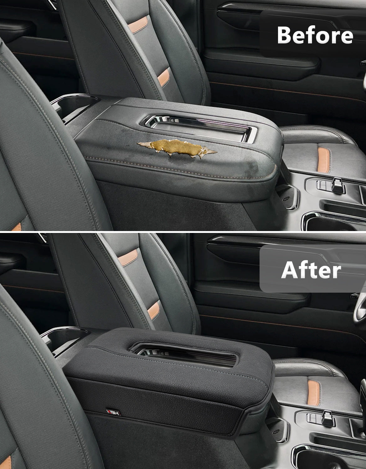 KBH Center Console Cushion Cover for Bucket Seat 2019-2025 GMC Sierra 1500 2500 3500,2019-2025 Chevy Silverado 1500 2500 3500, 2021-2025 Tahoe/Suburban/Yukon