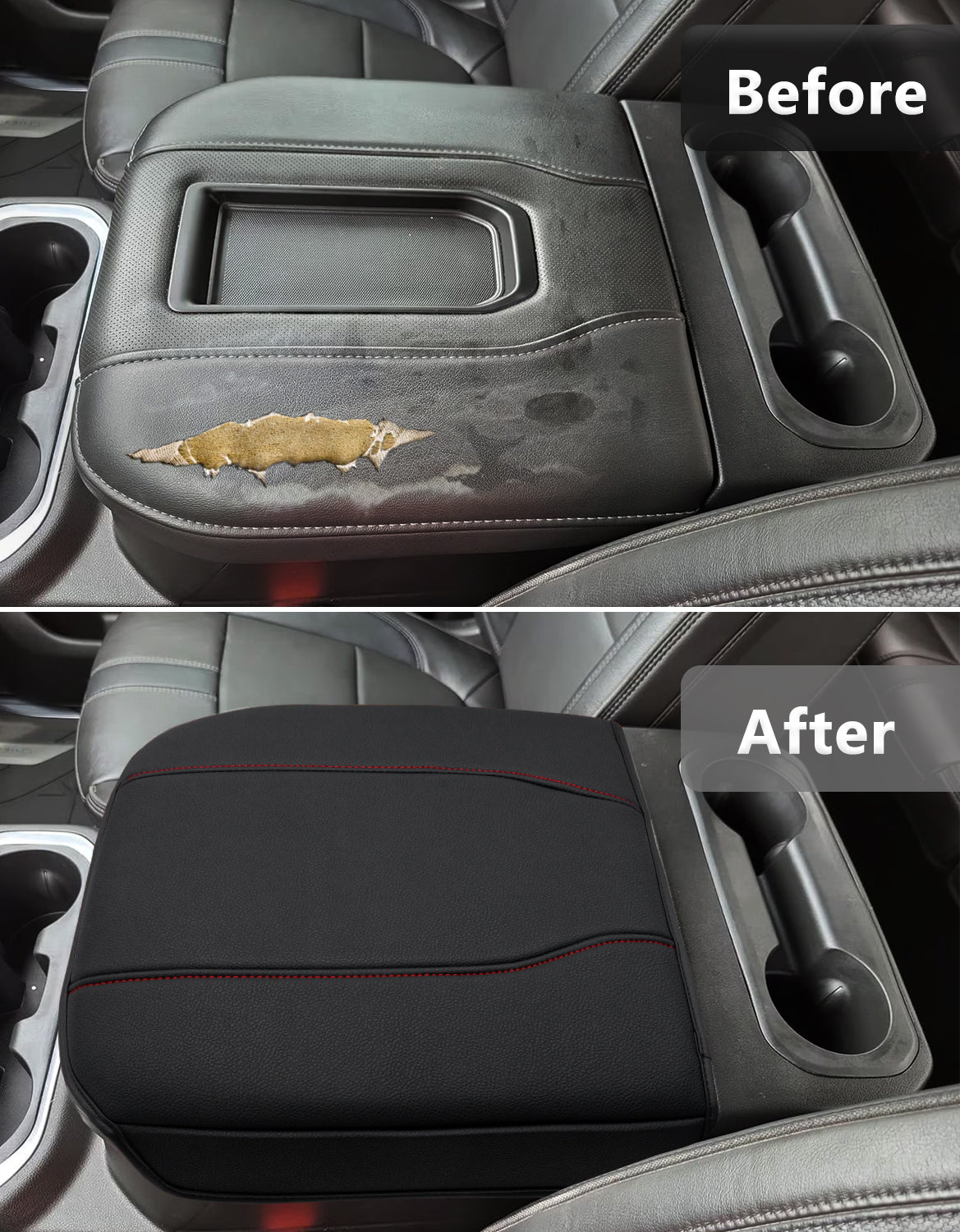 KBH Center Console Cushion Cover for  Bucket Seat 2019-2025 GMC Sierra 1500 2500 3500,2019-2025 Chevy Silverado 1500 2500 3500, 2021-2025 Tahoe/Suburban/Yukon