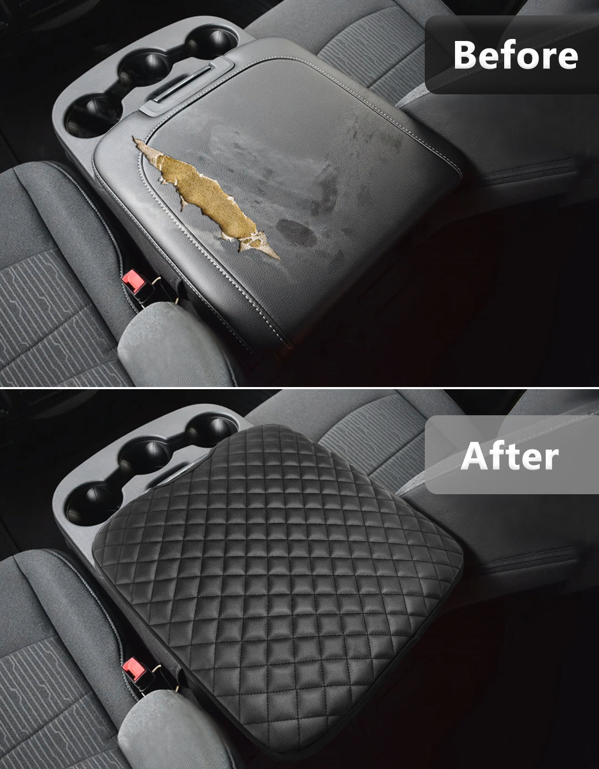 KBH Center Console Armrest Cover Pad for Jump Seat 2013-2018 Dodge Ram 1500,2013-2025 Dodge Ram 2500/3500/1500Classic