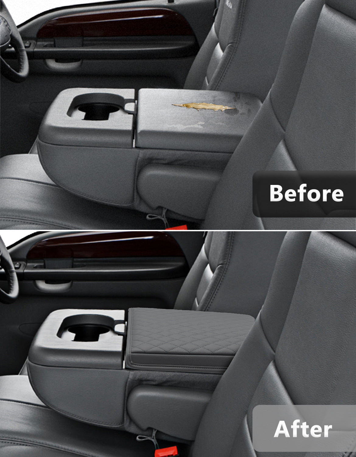 KBH Center Console Armrest Cover Pad for Jump Seat 1999-2010 Ford F250 F350 F450 Super Duty,2001-2005 F550 Super Duty