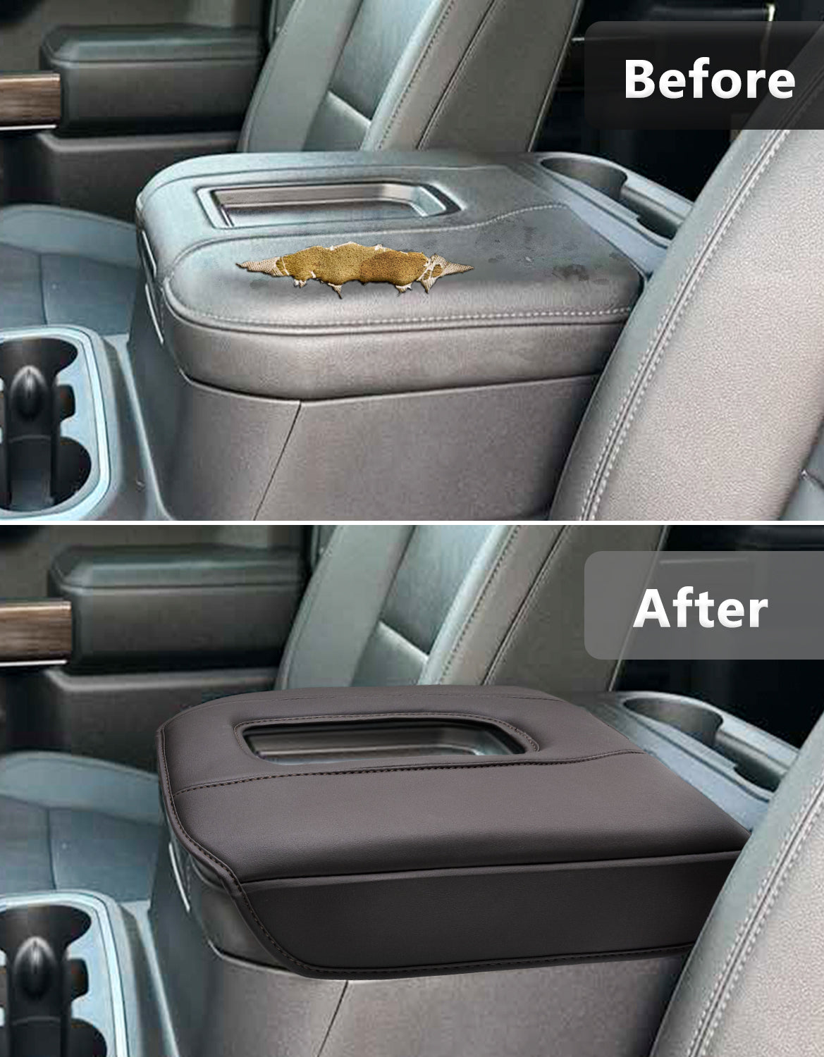 KBH Center Console Cushion Cover for Bucket Seat 2019-2025 GMC Sierra 1500 2500 3500,2019-2025 Chevy Silverado 1500 2500 3500, 2021-2025 Tahoe/Suburban/Yukon