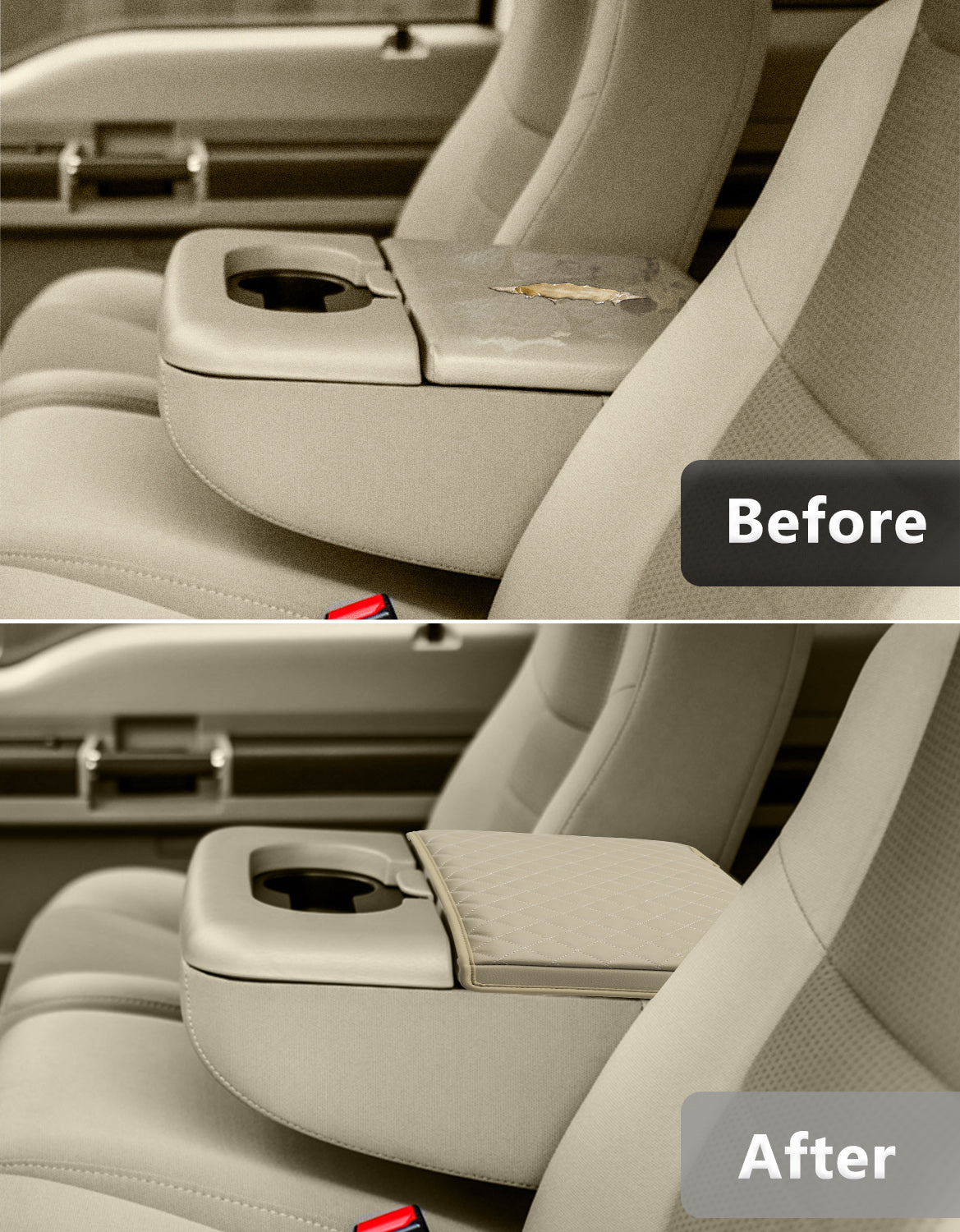 KBH Center Console Armrest Cover Pad for Jump Seat 1999-2010 Ford F250 F350 F450 Super Duty,2001-2005 F550 Super Duty