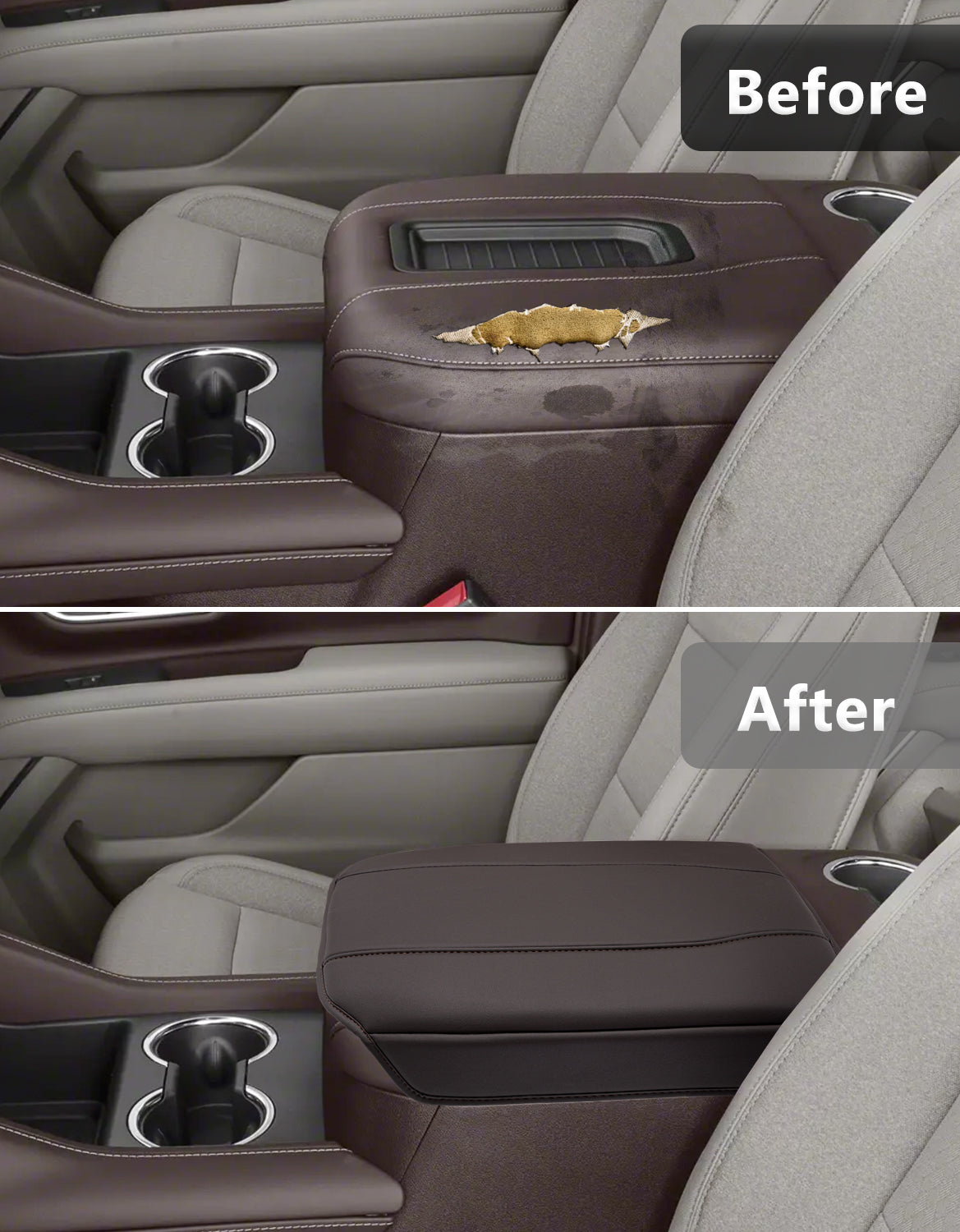 KBH Center Console Cushion Cover for  Bucket Seat 2019-2025 GMC Sierra 1500 2500 3500,2019-2025 Chevy Silverado 1500 2500 3500, 2021-2025 Tahoe/Suburban/Yukon