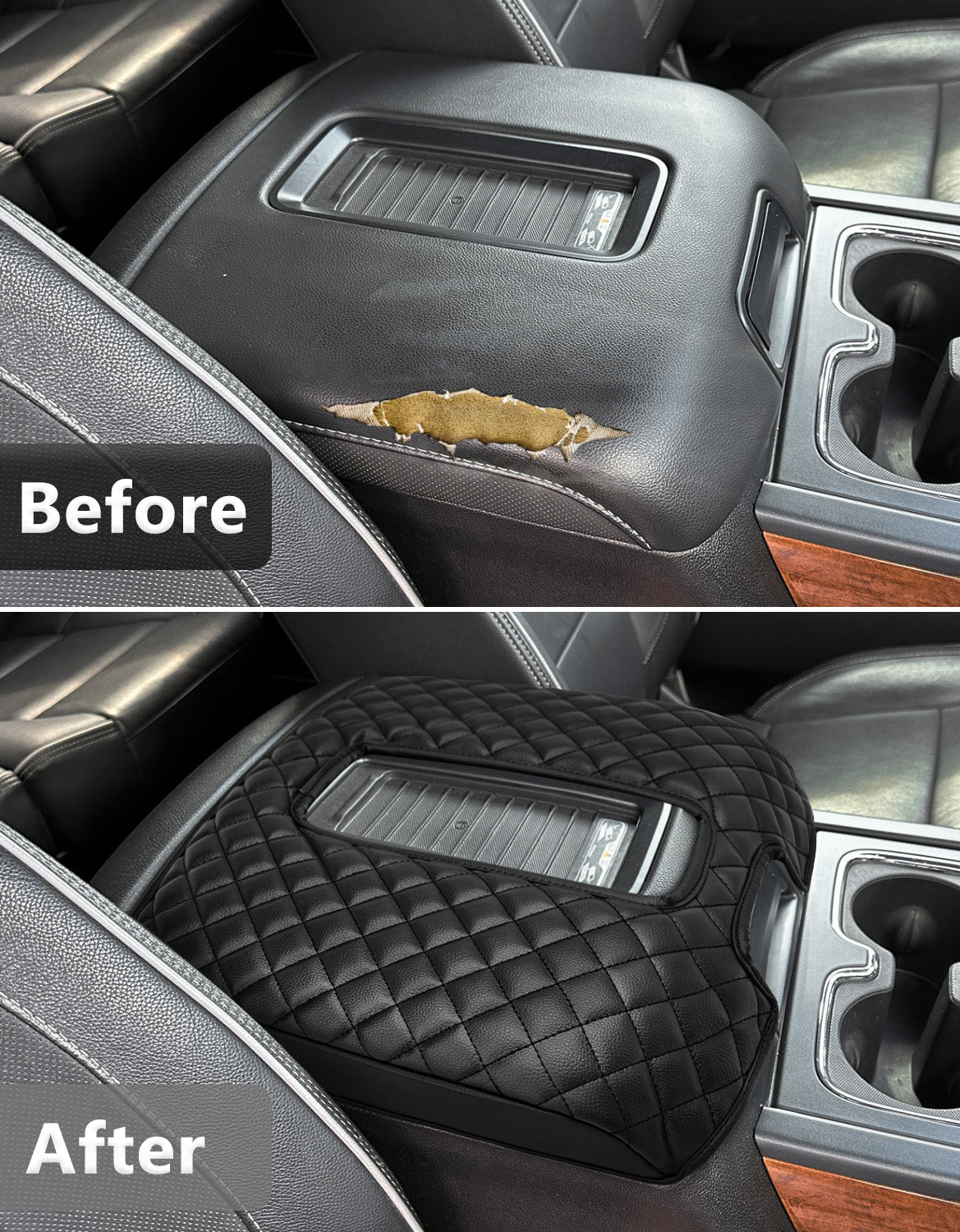 KBH Center Console Armrest Cover Pad for Bucket Seat 2014-2018 Chevy Silverado 1500 2500 3500,2014-2018 GMC Sierra 1500 2500 3500,2015-2020 Tahoe/Yukon/Suburban