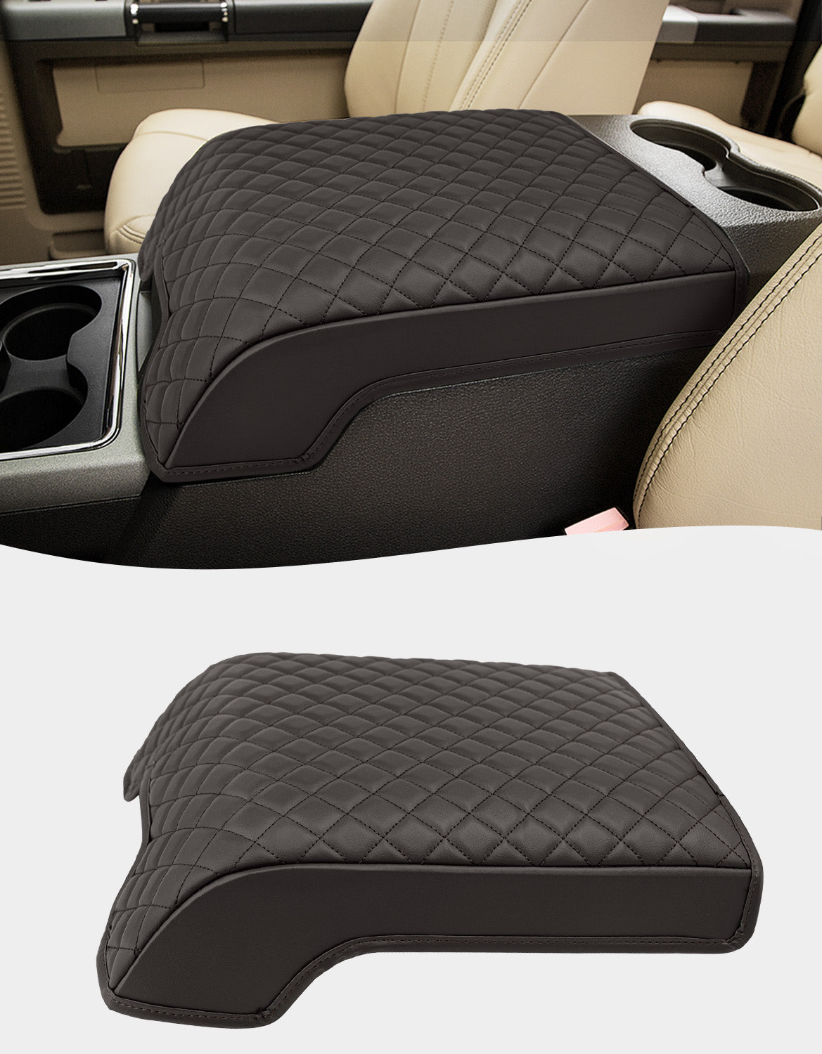KBH Center Console Cover Pad for Bucket Seat 2011-2016 Ford F250 F350 F450 F550 Super Duty