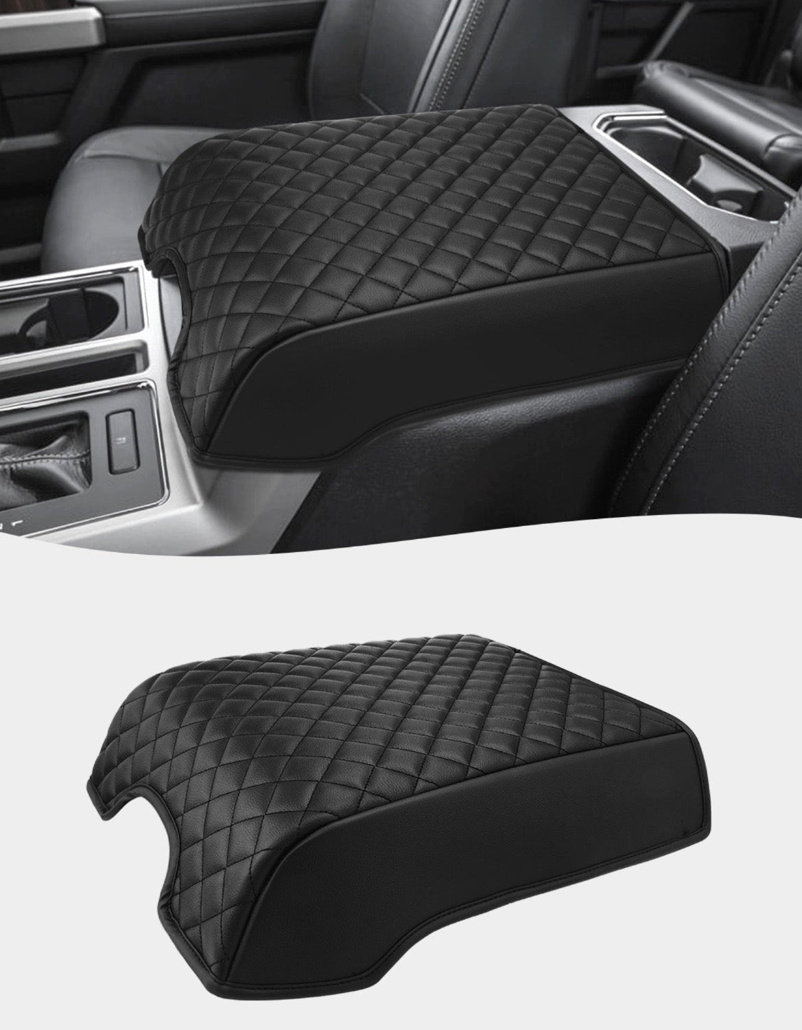 Center Console Armrest Cover Pad for Bucket Seat 2015-2020 Ford F150, 2017-2022 F250 F350 F450 F550 Super Duty, 2018-2024 Ford Expedition