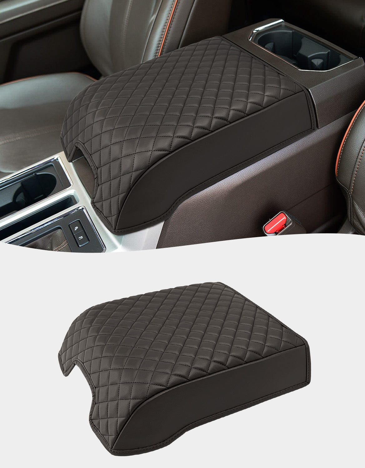 KBH Center Console Armrest Cover Pad for Bucket Seat 2015-2020 Ford F150, 2017-2022 F250 F350 F450 F550 Super Duty, 2018-2024 Ford Expedition