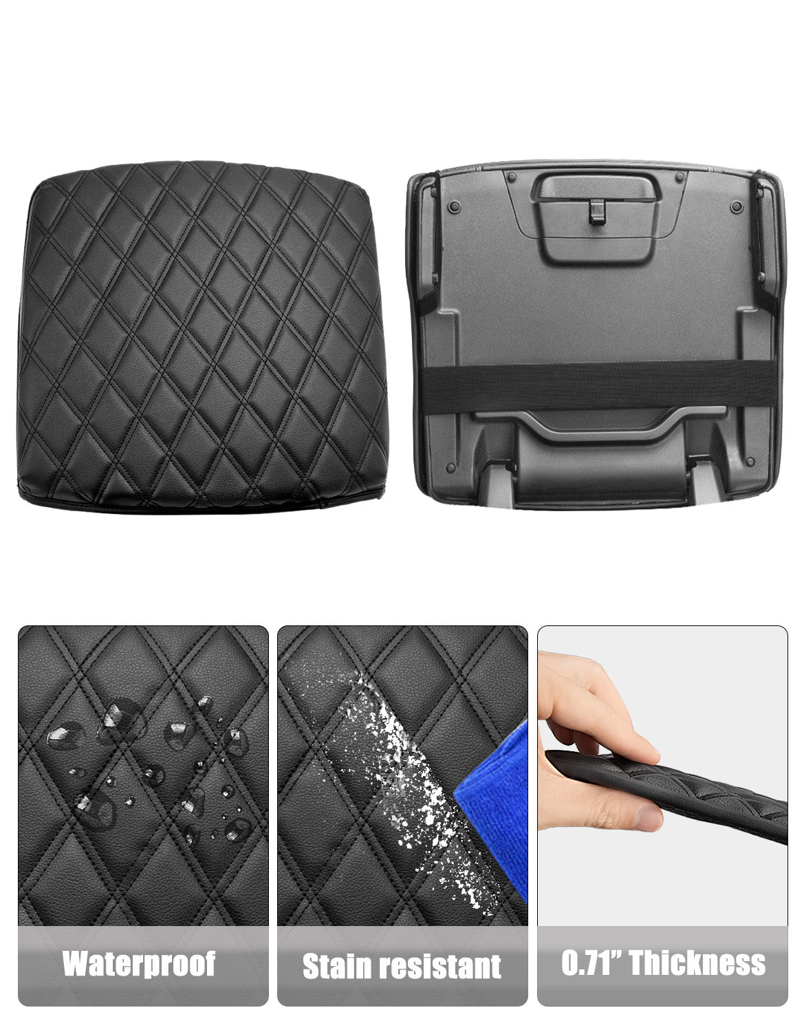 KBH Center Console Armrest Cover Pad Cushion Protector for Bucket Seat 2019-2025 Dodge Ram 1500 2500 3500