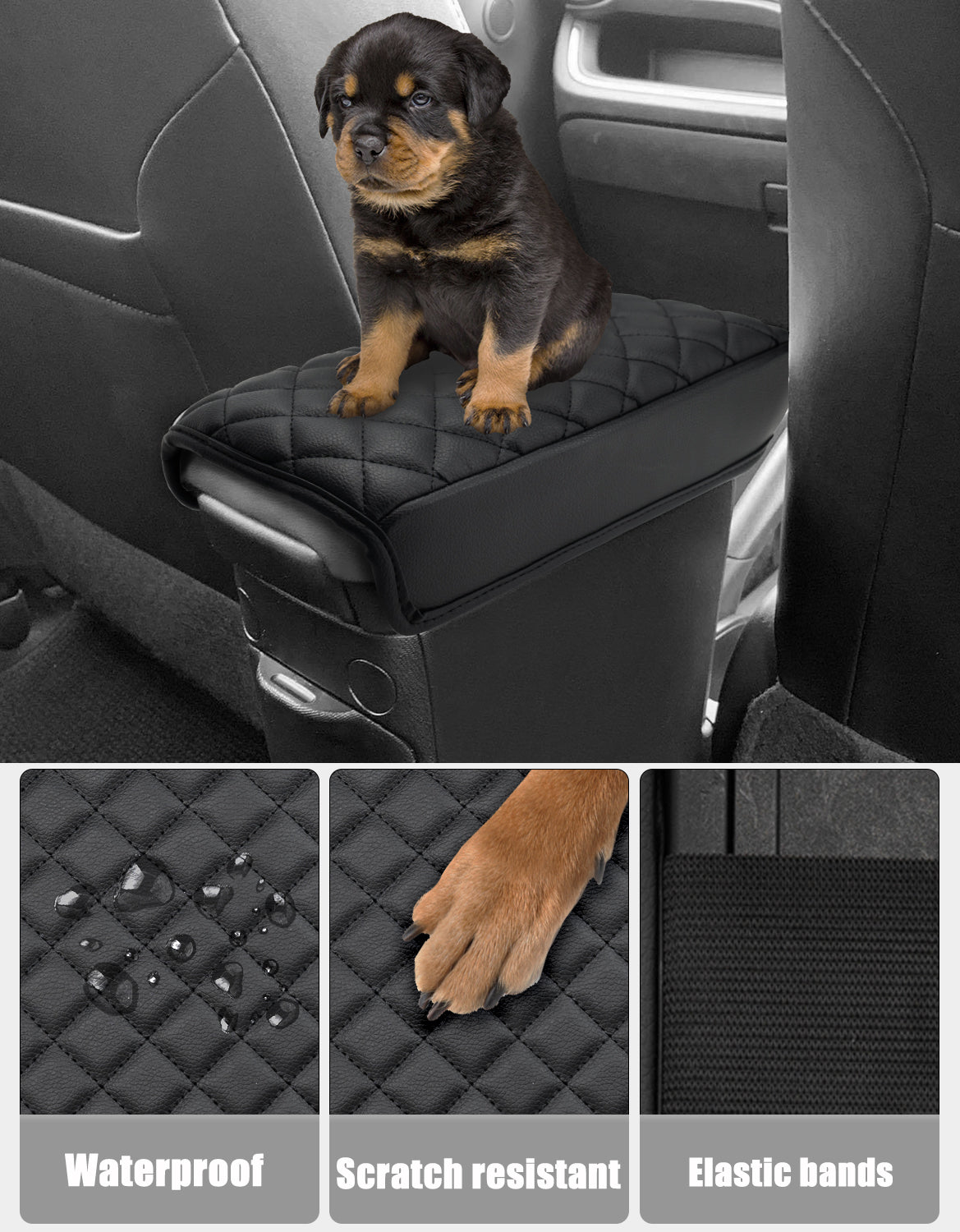 KBH Black Center Console Armrest Cover for 2012-2019 Toyota Prius C