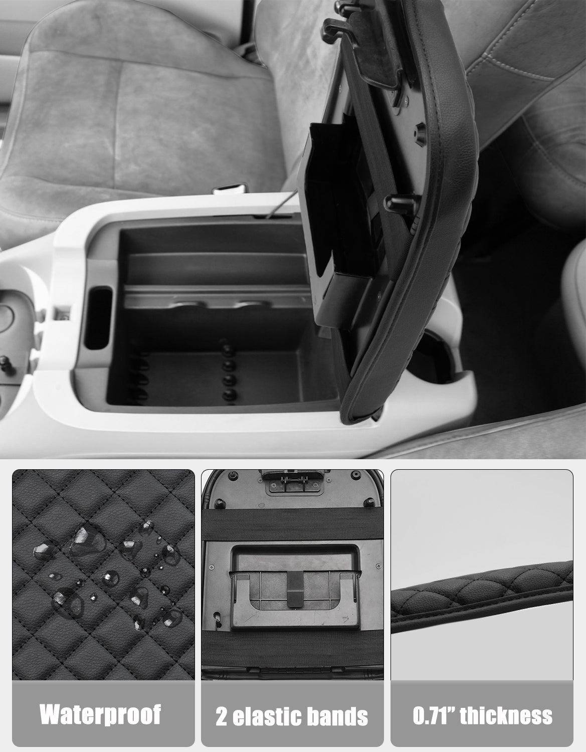 Center Console Armrest Cover Pad for Bucket Seat 2001-2003 F150 Crew Cab Lariat / XLT / King Ranch
