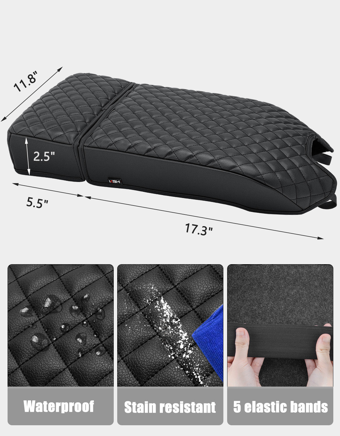 KBH Center Console Armrest Cover Pad for Bucket Seat 2015-2020 Ford F150, 2017-2022 F250 F350 F450 F550 Super Duty, 2018-2024 Ford Expedition
