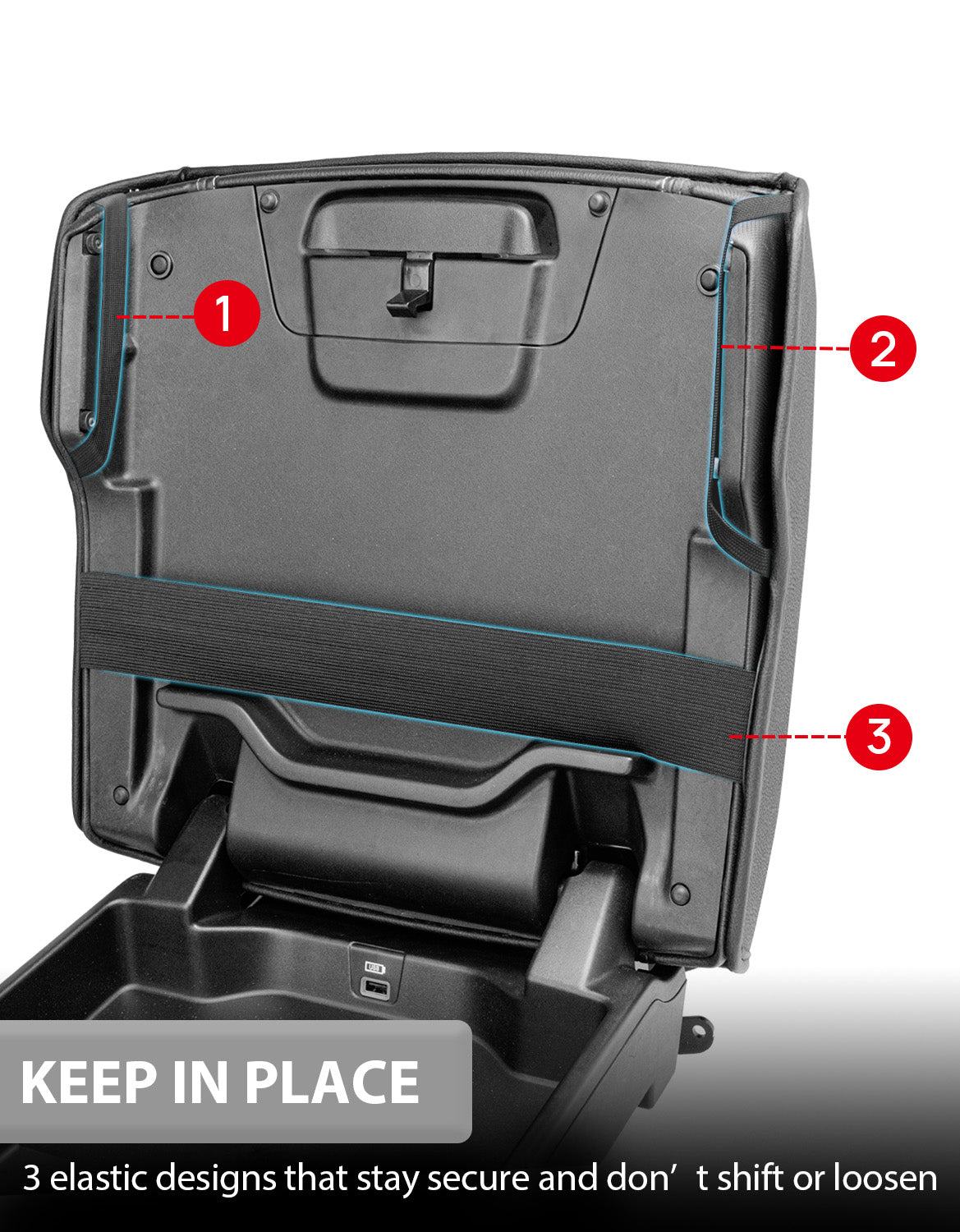 KBH Center Console Armrest Cover Pad for Bucket Seat 2019-2026 Dodge Ram 1500 2500 3500