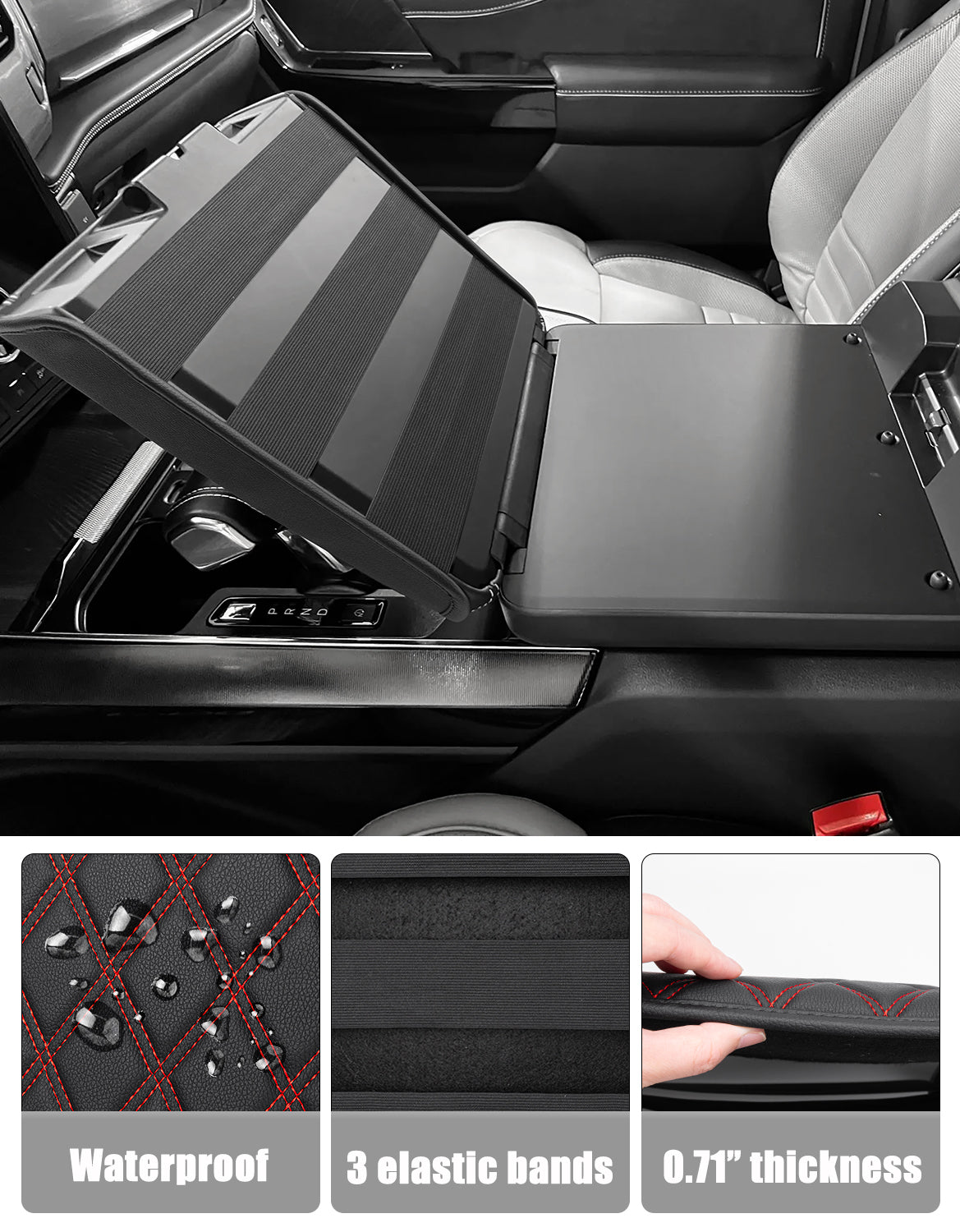 KBH Center Work Surface Armrest Cushion for 2021-2026 Ford F150, 2022-2026 F150 Lightning