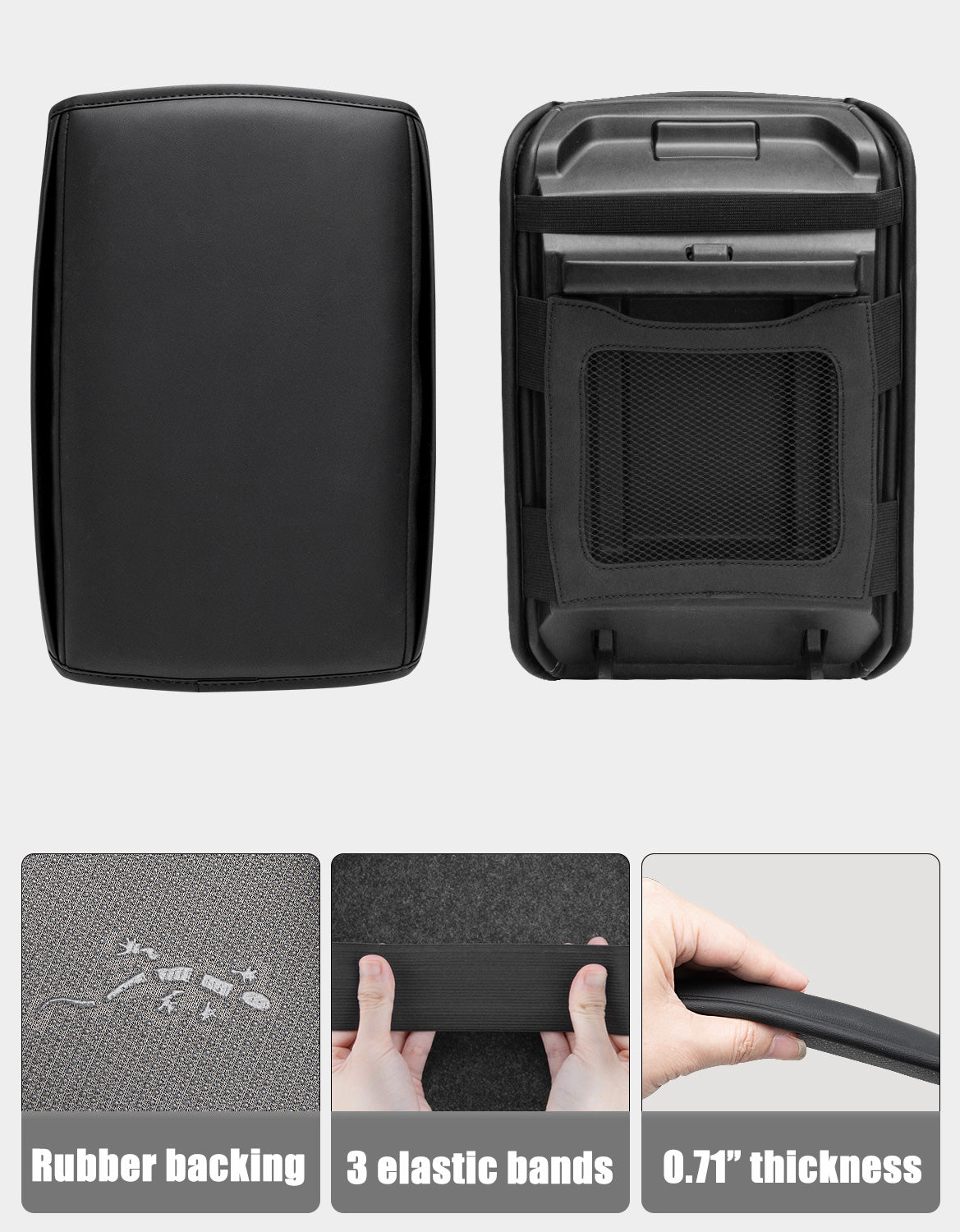 KBH Center Console Armrest Cover for 2017-2023 Tesla Model 3,2020-2025 Tesla Model Y,Middle Console Lid Protector with Side Pockets