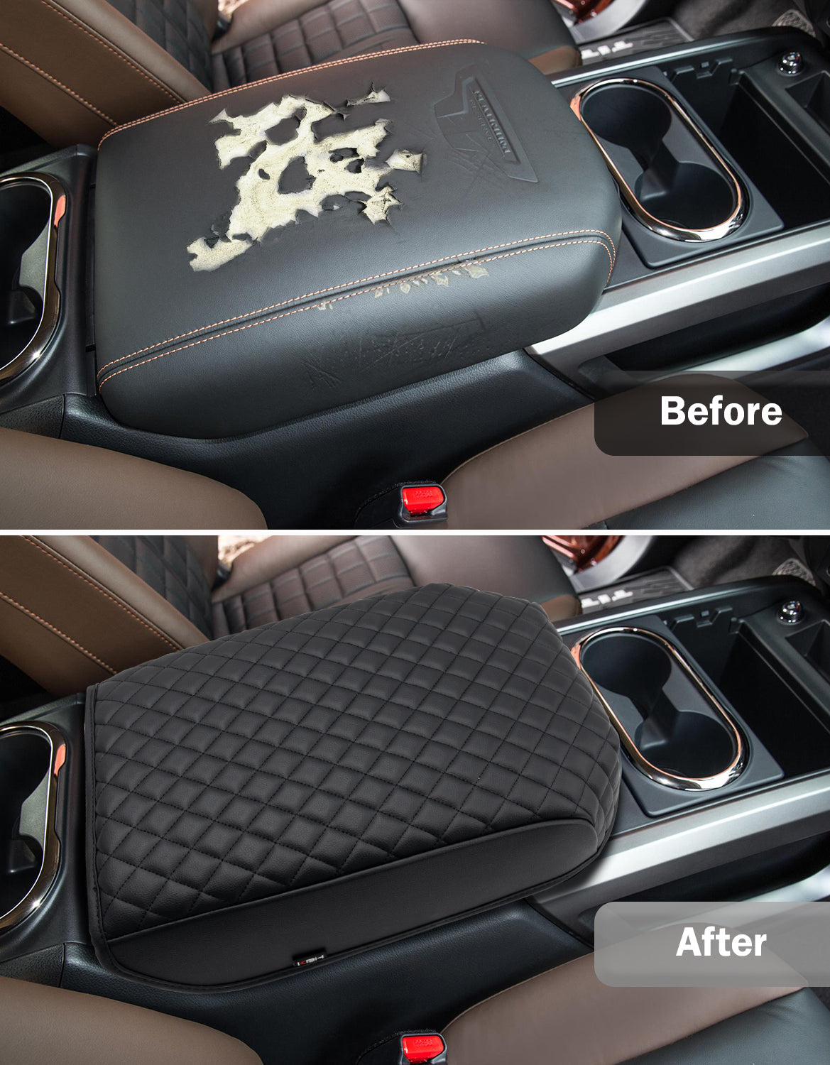 KBH Black Center Console Armrest Cover for Nissan Titan 2016-2024