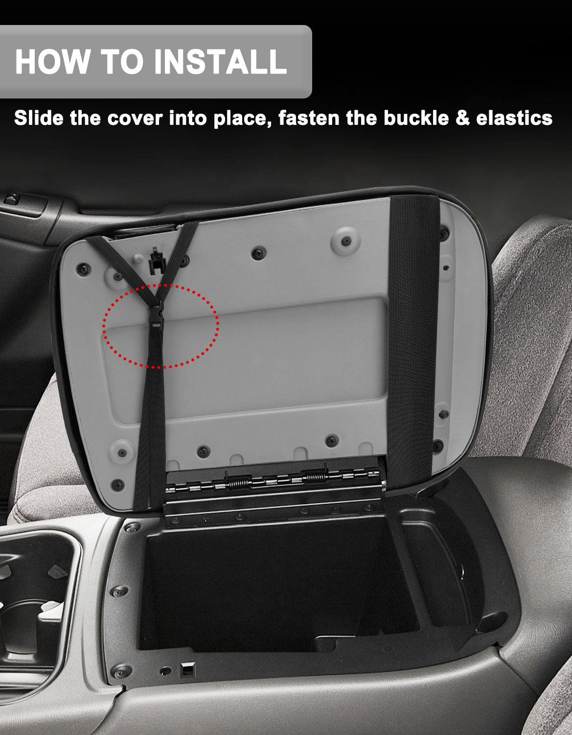 KBH Center Console Armrest Cover for Bucket Seat 2003-2006 Chevy Silverado 1500 2500 3500,2003-2006 Chevy Tahoe/Suburban/Avalanche, 2003-2006 GMC Sierra 1500 2500 3500,2003-2006 GMC Yukon