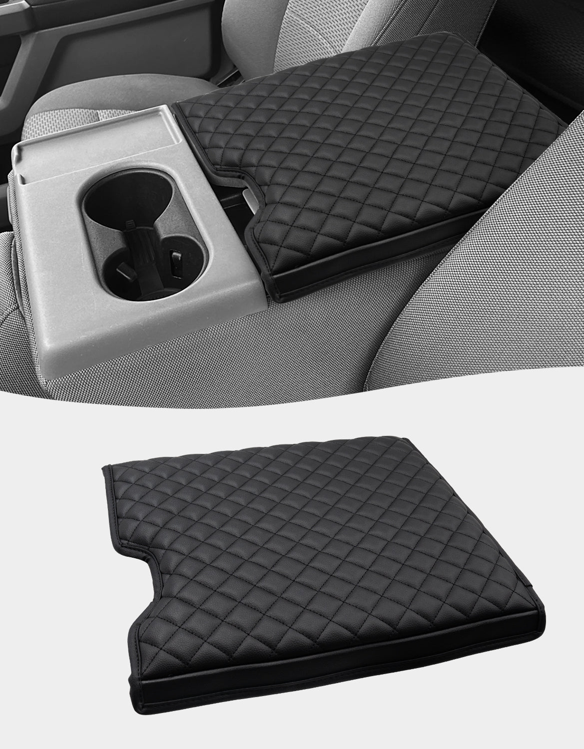 Armrest Cover Carbon Fiber Look For GMC – Center Console Pad, Red Stitching, Embroidery Car Armrest Pad Embroidery - Foto 8