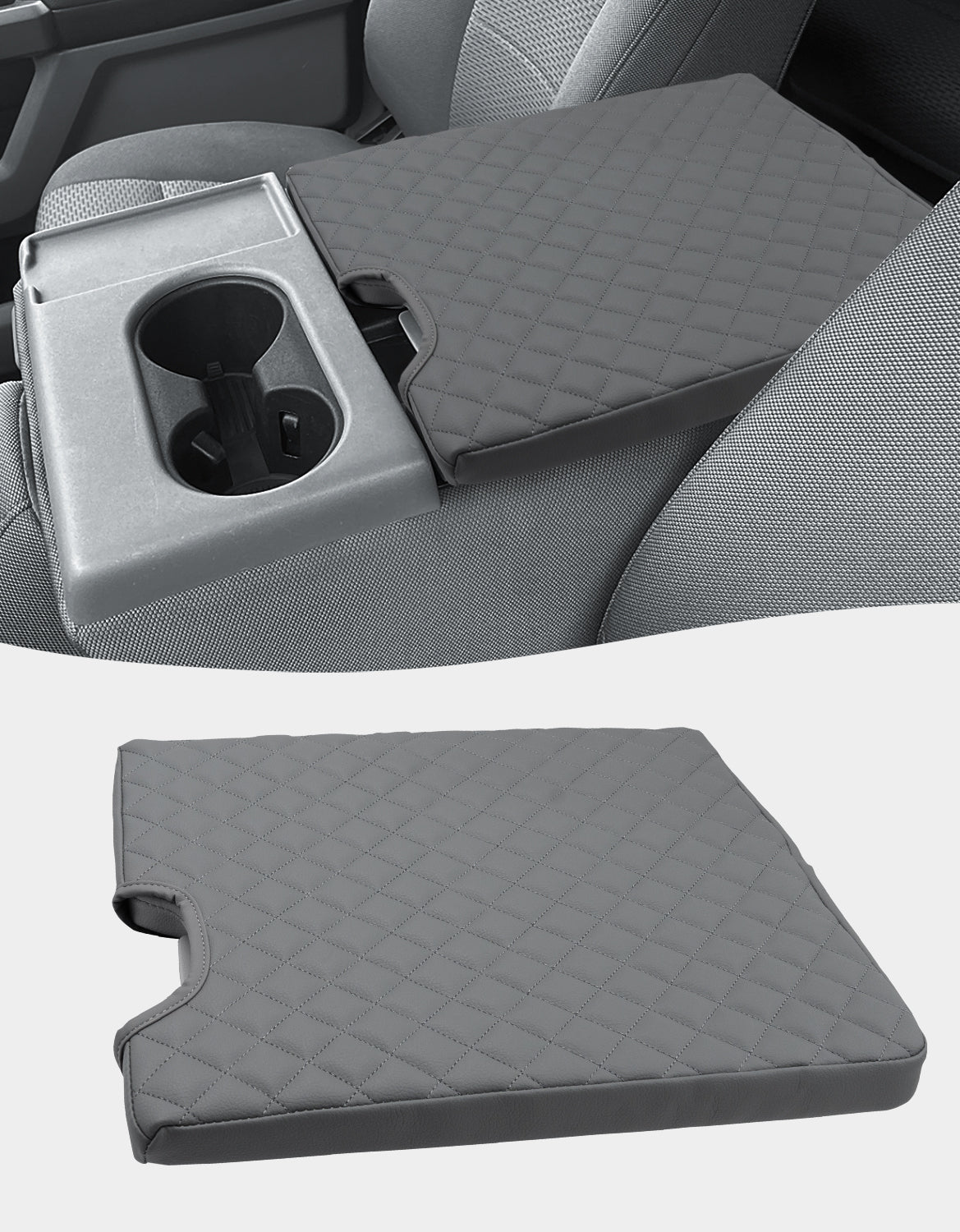 KBH Center Console Armrest PU Leather Cover for Jump Seat 2015-2025 Ford F150 , 2017-2025 Ford F250 F350 F450 F550 Super Duty