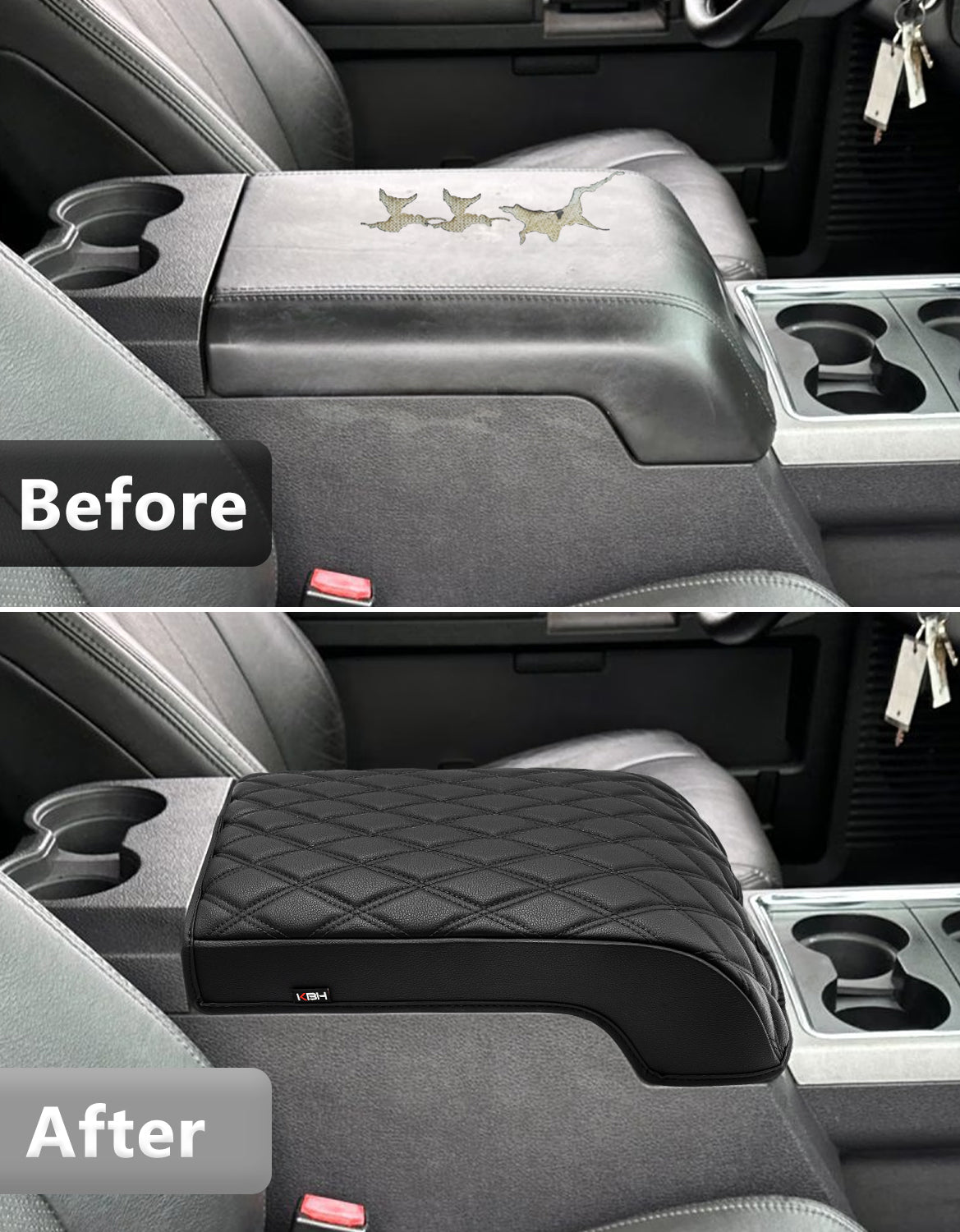 KBH Center Console Cover Pad for Bucket Seat 2011-2016 Ford F250 F350 F450 F550 Super Duty