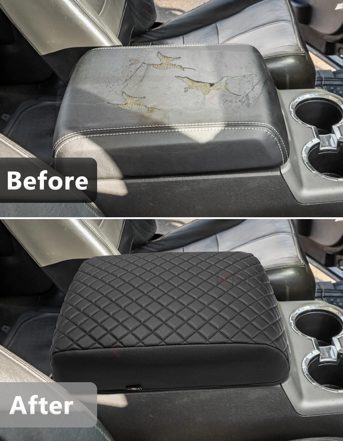 Center Console Armrest Cover Pad for Bucket Seat 2008-2010 Ford F250 F350
