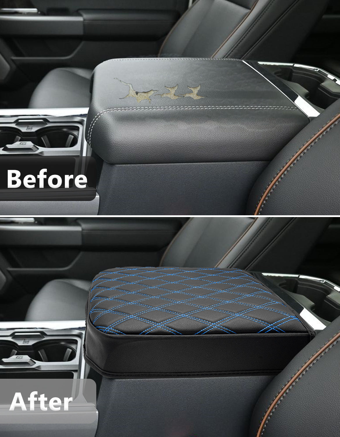 KBH Center Console Cover Pad for Bucket Seat 2023-2025 Ford F250 F350 F450 F550 Super Duty