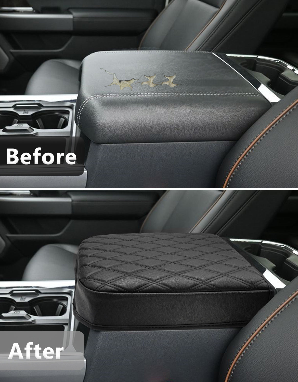 KBH Center Console Cover Pad for Bucket Seat 2023-2025 Ford F250 F350 F450 F550 Super Duty