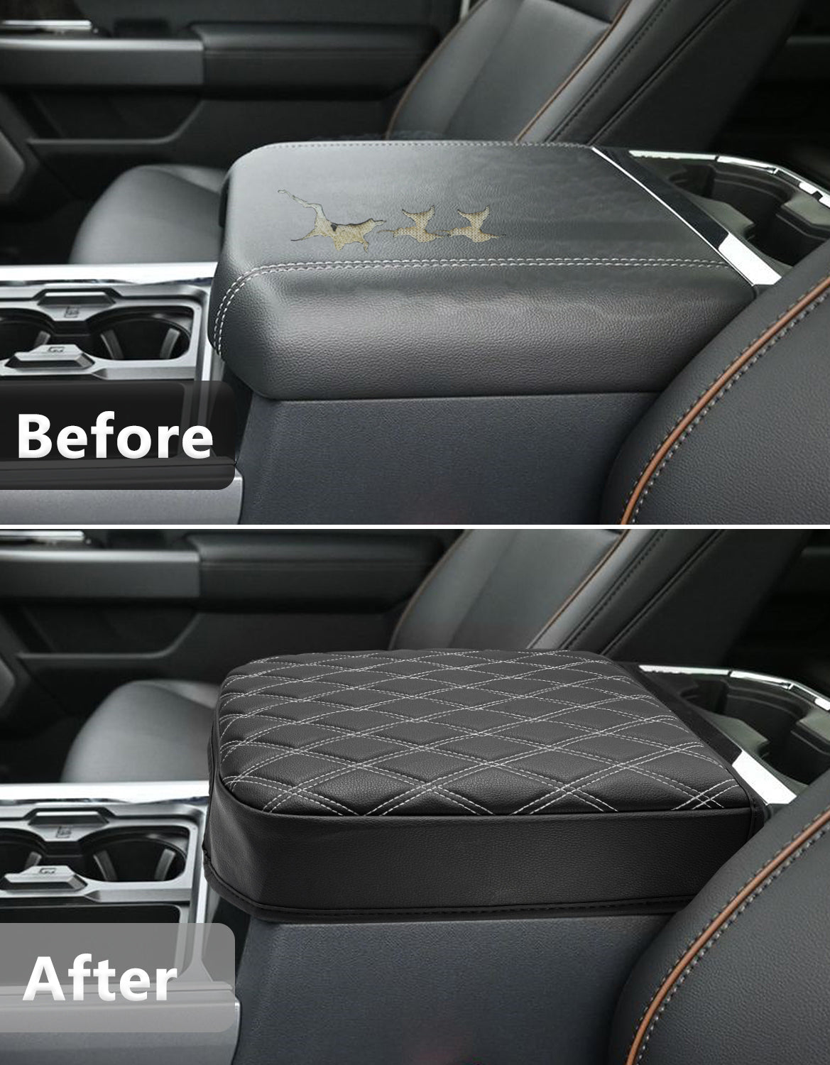KBH Center Console Cover Pad for Bucket Seat 2023-2025 Ford F250 F350 F450 F550 Super Duty