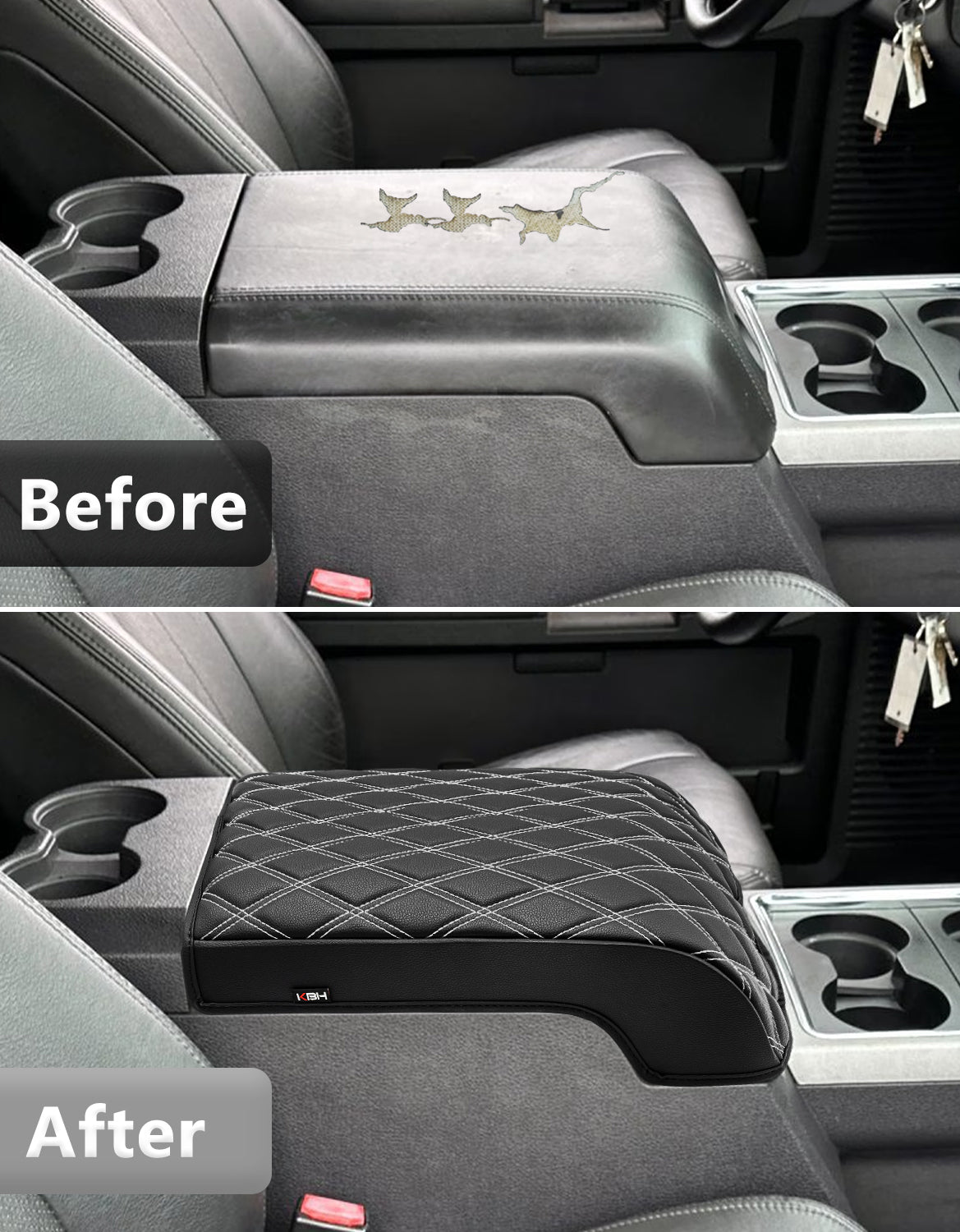 KBH Center Console Cover Pad for Bucket Seat 2011-2016 Ford F250 F350 F450 F550 Super Duty