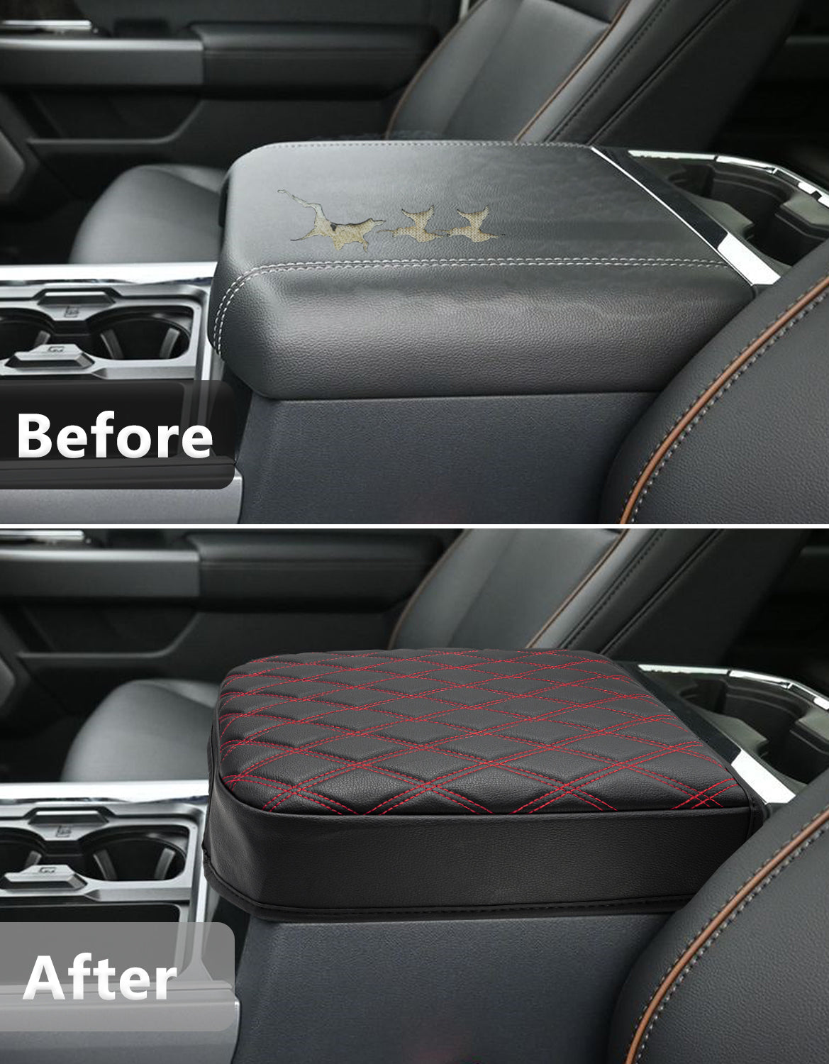 KBH Center Console Cover Pad for Bucket Seat 2023-2025 Ford F250 F350 F450 F550 Super Duty