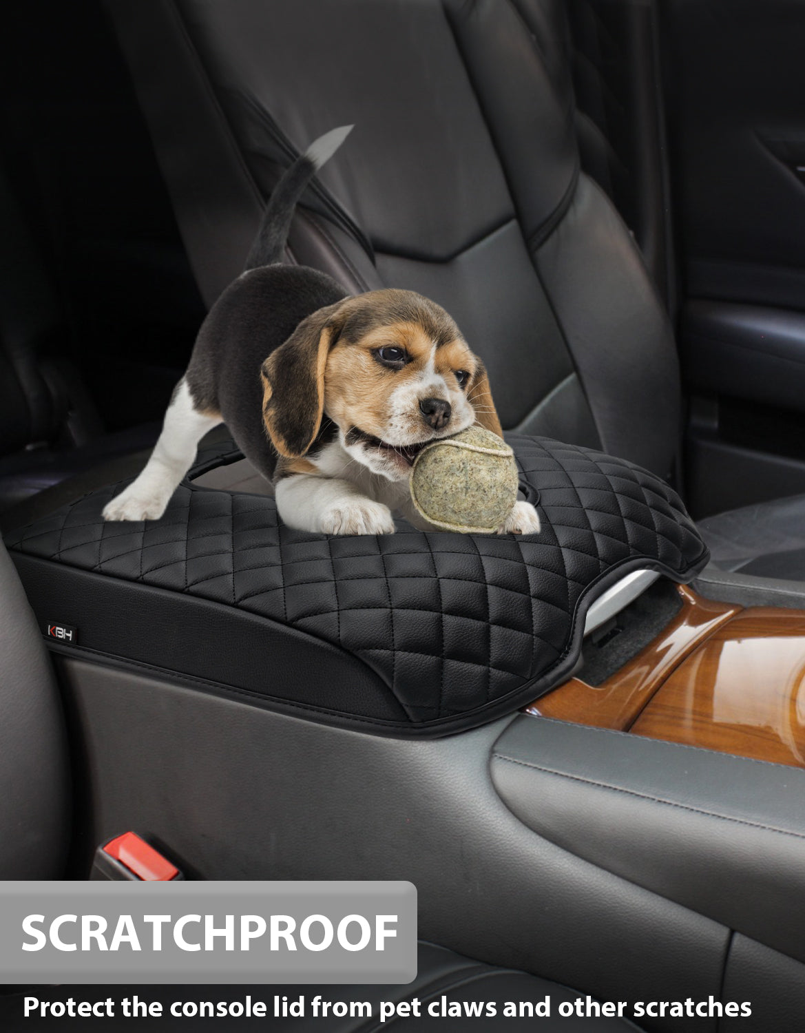 KBH Black Center Console Armrest Cover Pad Cushion Protector for Cadillac Escalade 2015-2020