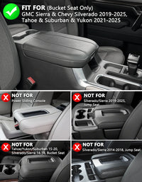 KBH Center Console Cushion Cover for  Bucket Seat 2019-2025 GMC Sierra 1500 2500 3500,2019-2025 Chevy Silverado 1500 2500 3500, 2021-2025 Tahoe/Suburban/Yukon