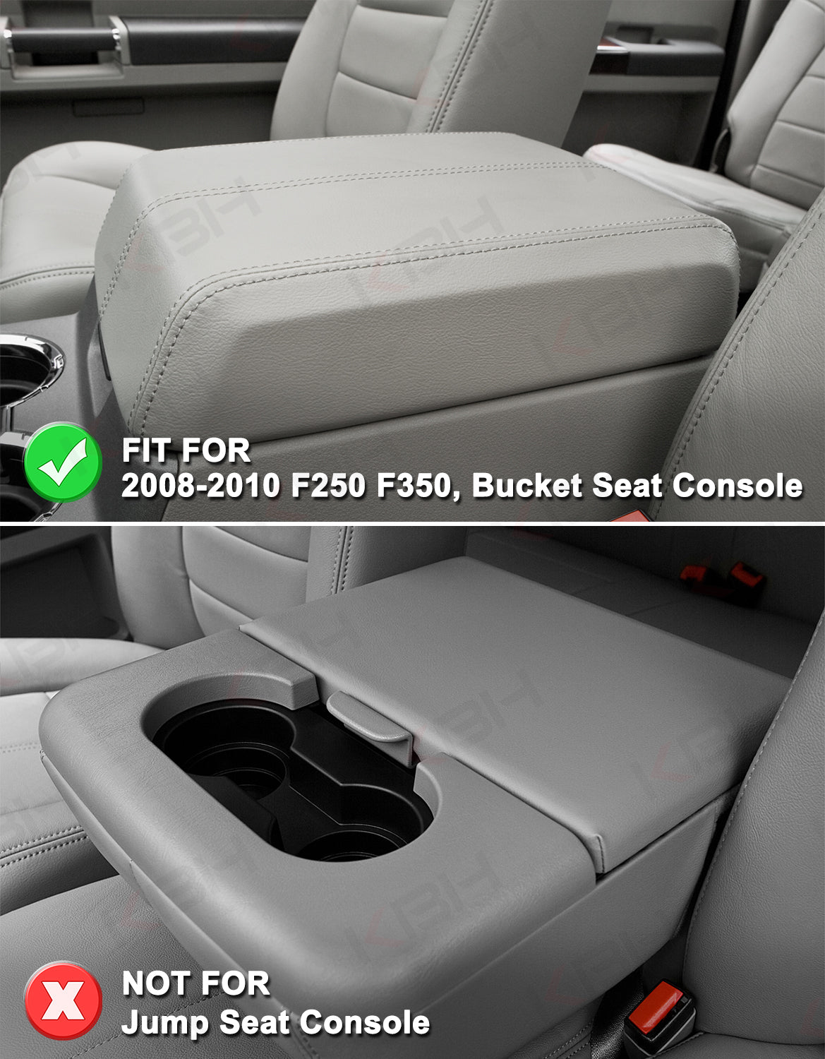 Center Console Armrest Cover Pad for Bucket Seat 2008-2010 Ford F250 F350