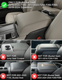 Center Console Armrest Cover Pad for Bucket Seat 2015-2020 Ford F150, 2017-2022 F250 F350 F450 F550 Super Duty, 2018-2024 Ford Expedition