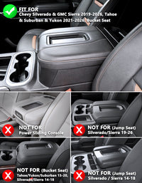 Thick Version Center Console Cushion Cover for Bucket Seat 2019-2026 GMC Sierra 1500 2500 3500,2019-2026 Chevy Silverado 1500 2500 3500, 2021-2026 Tahoe/Suburban/Yukon