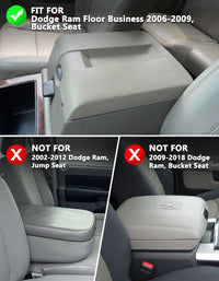 KBH Center Console Armrest Cover Pad for Bucket Seat Dodge Ram Floor Business 2006-2009 Dodge Ram Floor Business