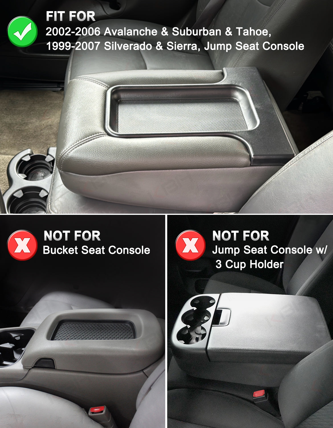 Center Console Armrest Cover for Jump Seat 1999-2007 Chevy Silverado 1500 2500 3500,1999-2007 GMC Sierra 1500 2500 3500,2002-2006 Avalanche & Suburban & Tahoe