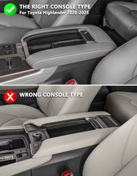 Center Console Armrest Cover Pad for Toyota Highlander 2020-2025