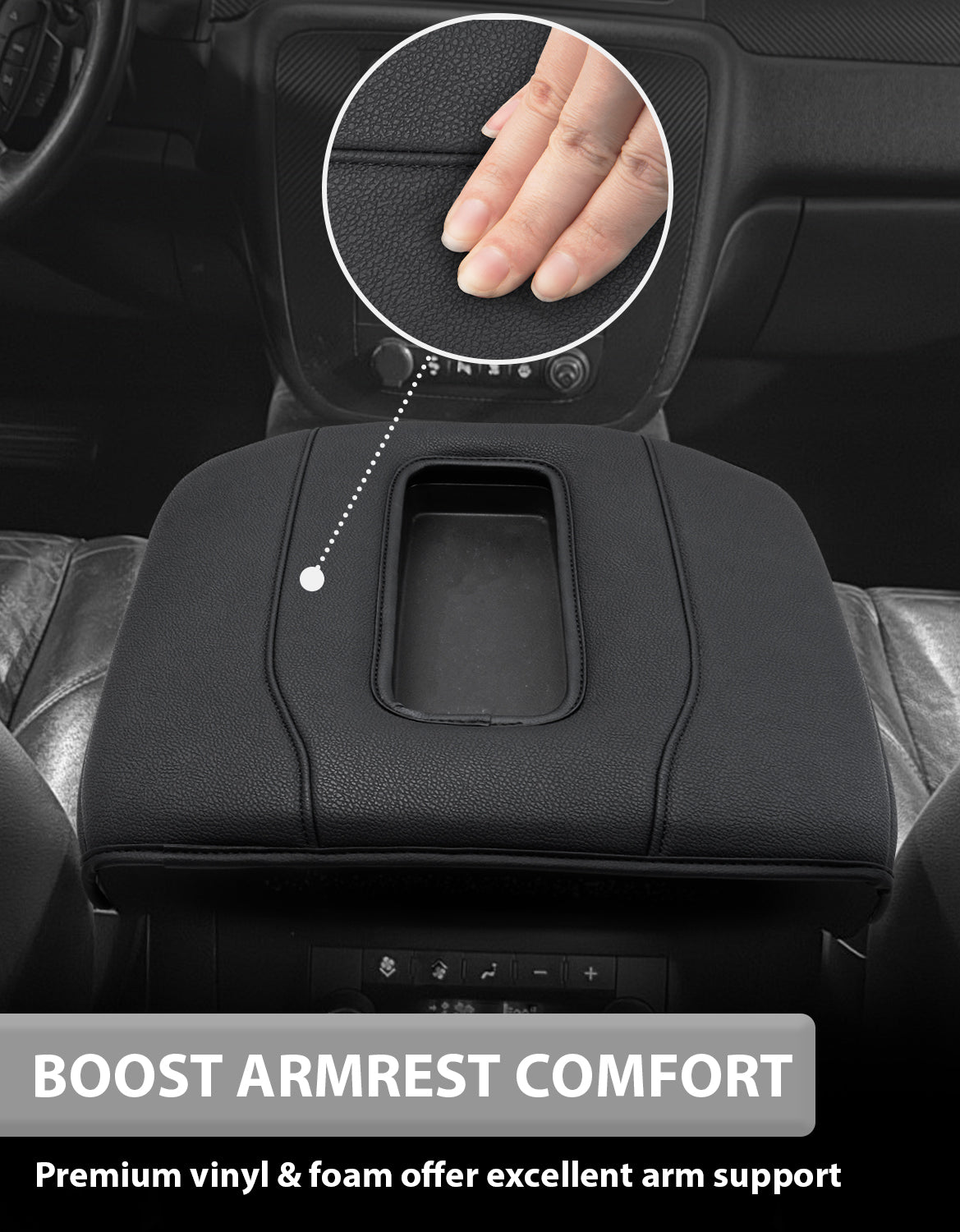 KBH Center Console Armrest Cover for Bucket Seat 2007-2014 Chevy Silverado 1500 2500 3500,2007-2014 Chevy Avalanche & Suburban & Tahoe,2007-2014 GMC Sierra 1500 2500 3500,2007-2014 GMC Yukon