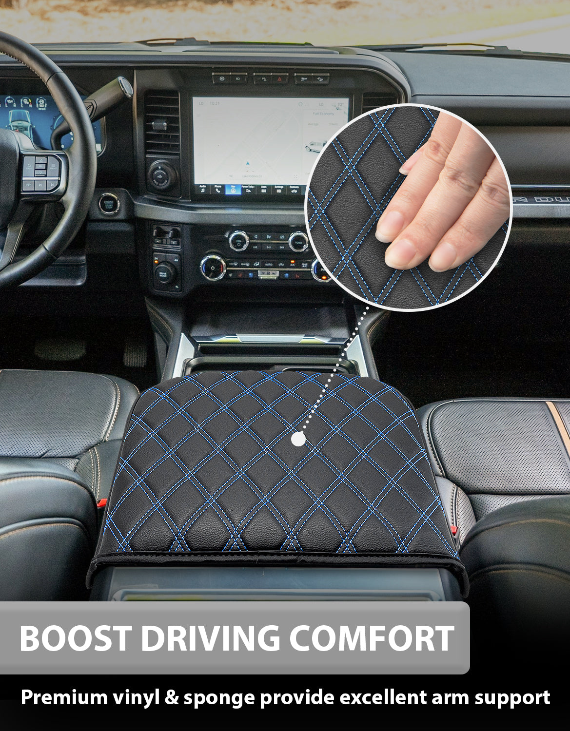 KBH Center Console Cover Pad for Bucket Seat 2023-2025 Ford F250 F350 F450 F550 Super Duty