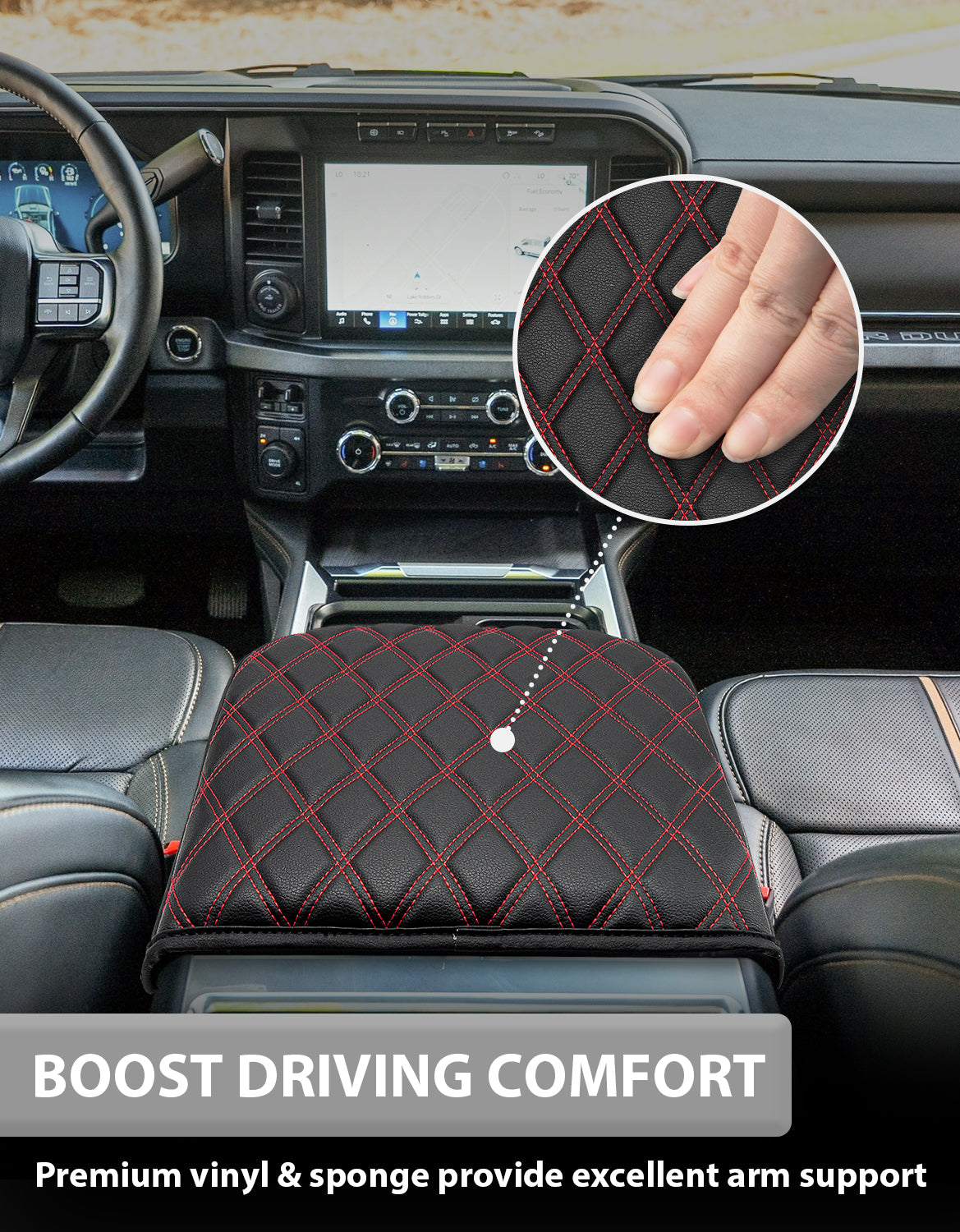 KBH Center Console Cover Pad for Bucket Seat 2023-2025 Ford F250 F350 F450 F550 Super Duty