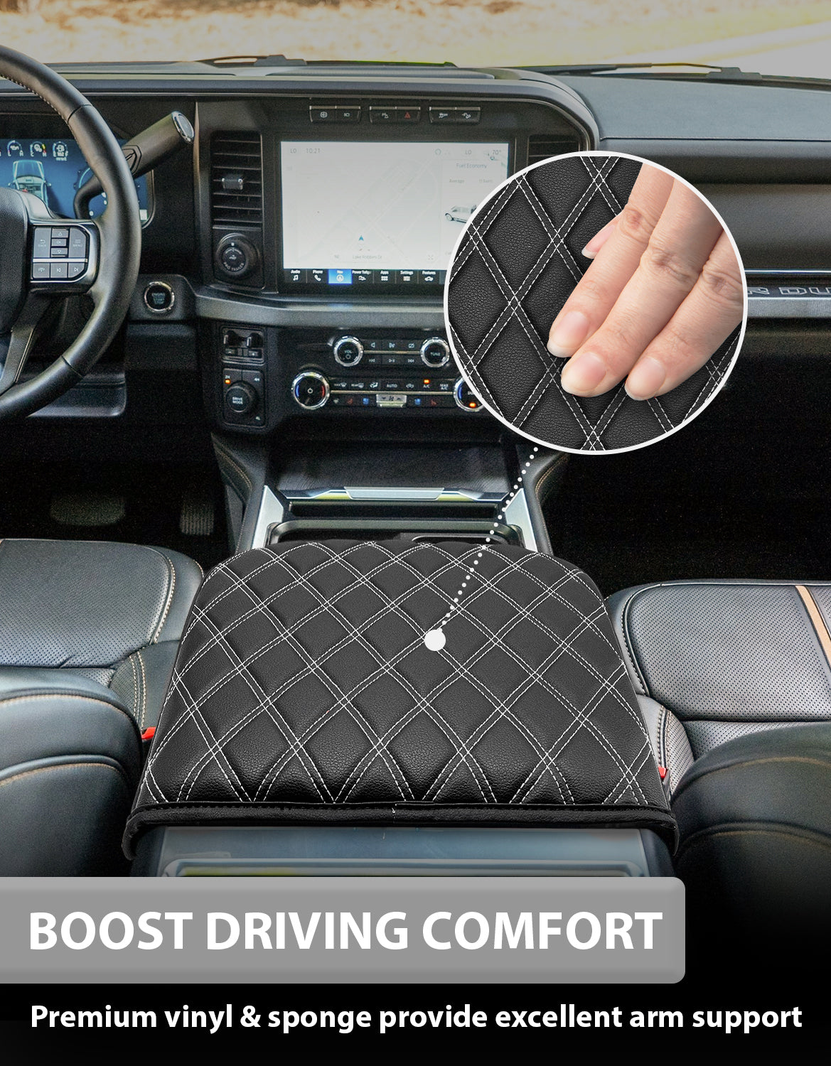 KBH Center Console Cover Pad for Bucket Seat 2023-2025 Ford F250 F350 F450 F550 Super Duty