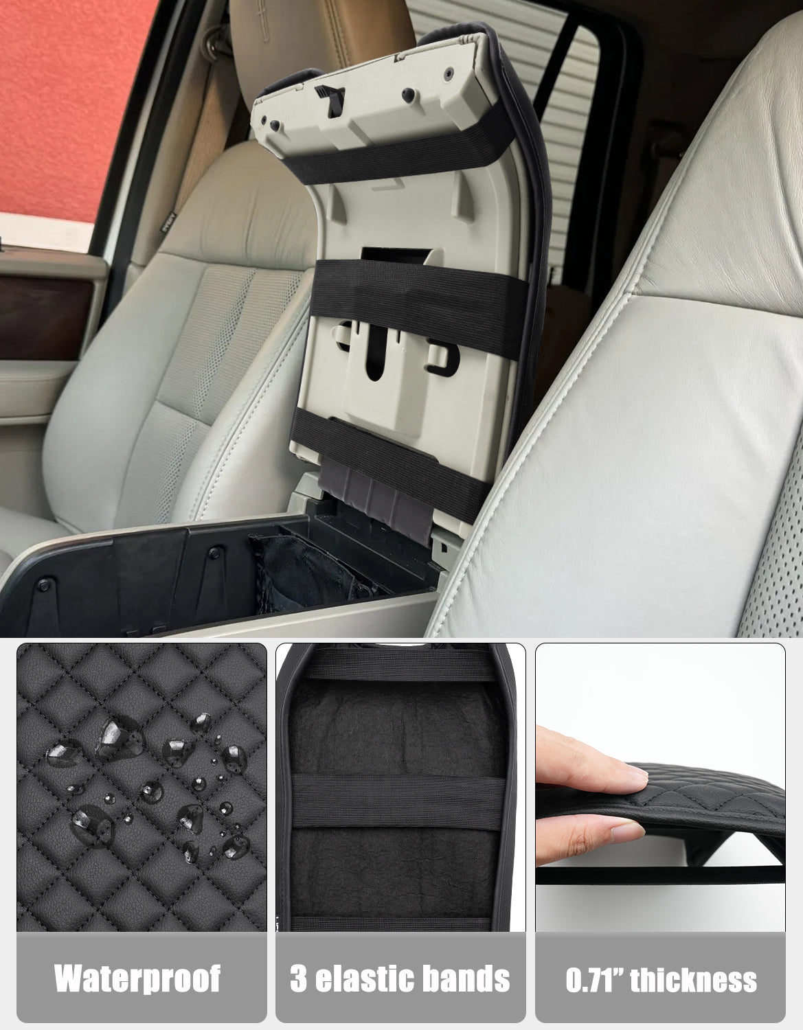 Center Console Armrest Cover Pad for Lincoln Navigator 2007-2014
