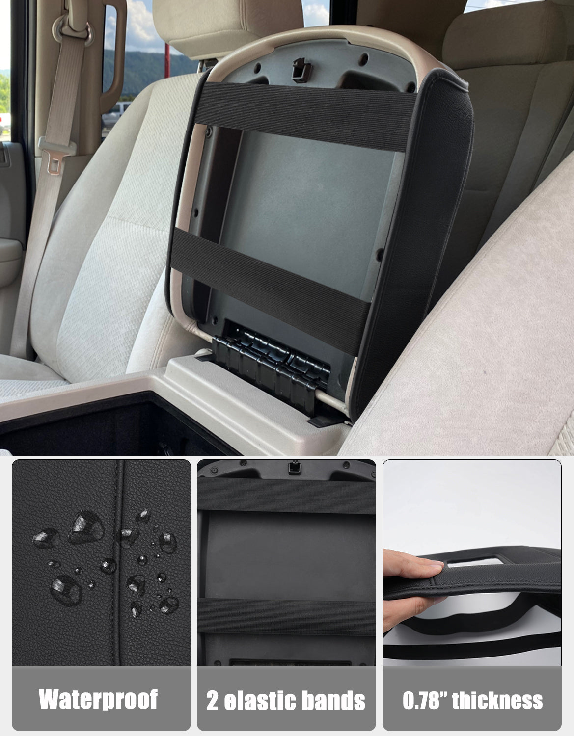 KBH Center Console Armrest Cover for Bucket Seat 2007-2014 Chevy Silverado 1500 2500 3500,2007-2014 Chevy Avalanche & Suburban & Tahoe,2007-2014 GMC Sierra 1500 2500 3500,2007-2014 GMC Yukon
