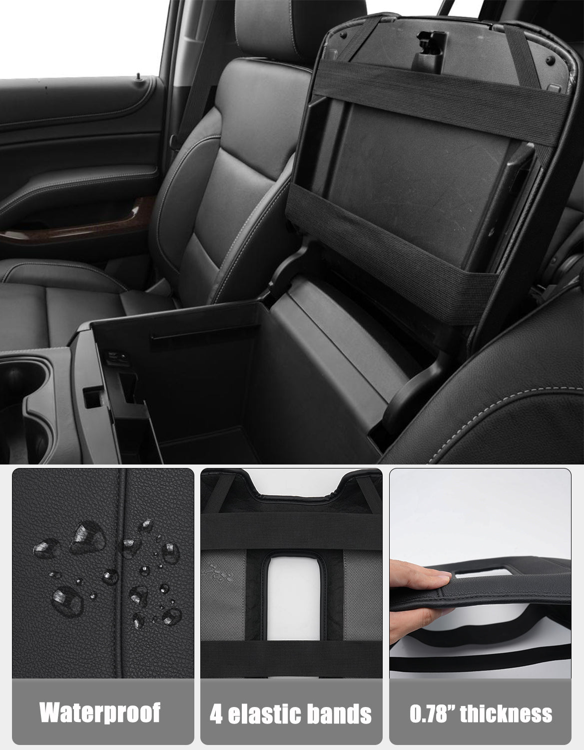 KBH Center Console Armrest Cover Pad for Bucket Seat 2014-2018 Chevy Silverado 1500 2500 3500,2014-2018 GMC Sierra 1500 2500 3500,2015-2020 Tahoe/Yukon/Suburban