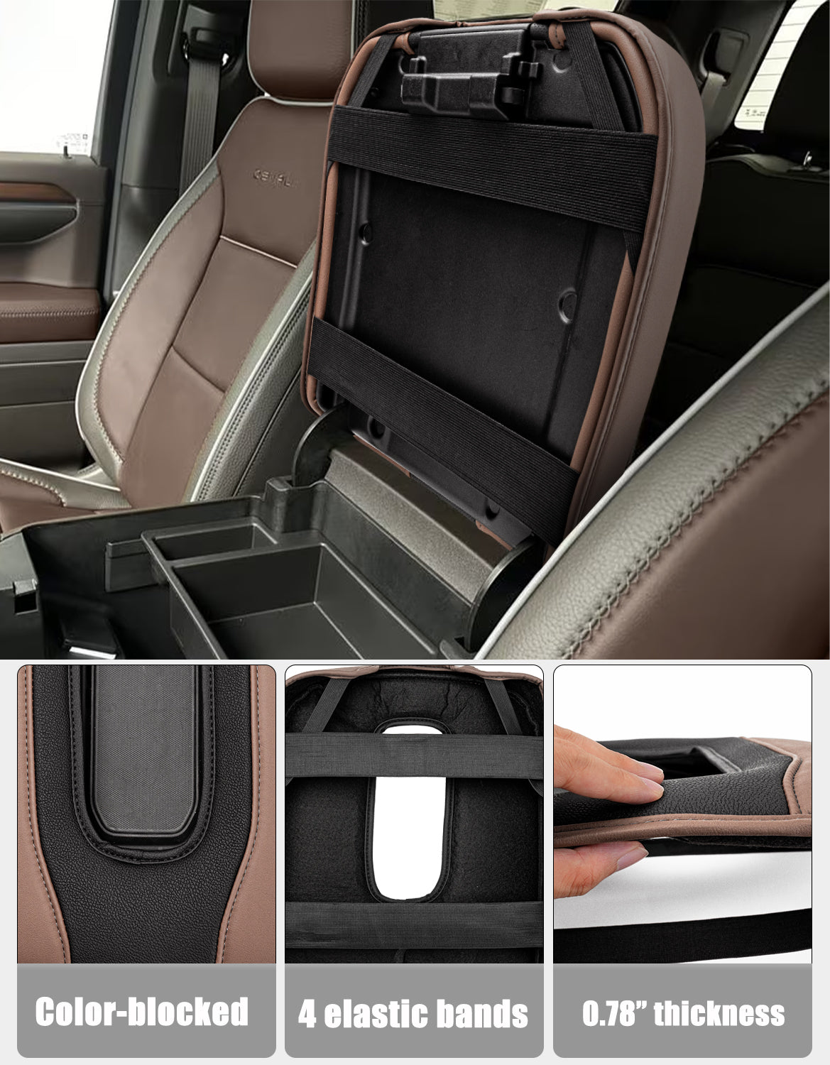 Thick Version Center Console Cushion Cover for Bucket Seat 2019-2026 GMC Sierra 1500 2500 3500,2019-2026 Chevy Silverado 1500 2500 3500, 2021-2026 Tahoe/Suburban/Yukon