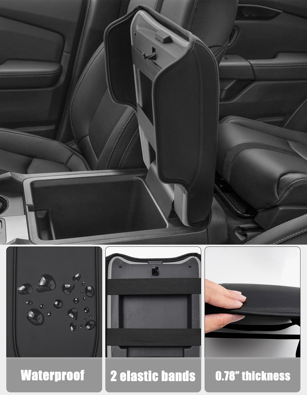 KBH Center Console Armrest Cover for Honda Pilot 2023-2026, Ridgeline 2024-2025, Passport 2024-2026，Middle Console Lid Protector with Side Pockets