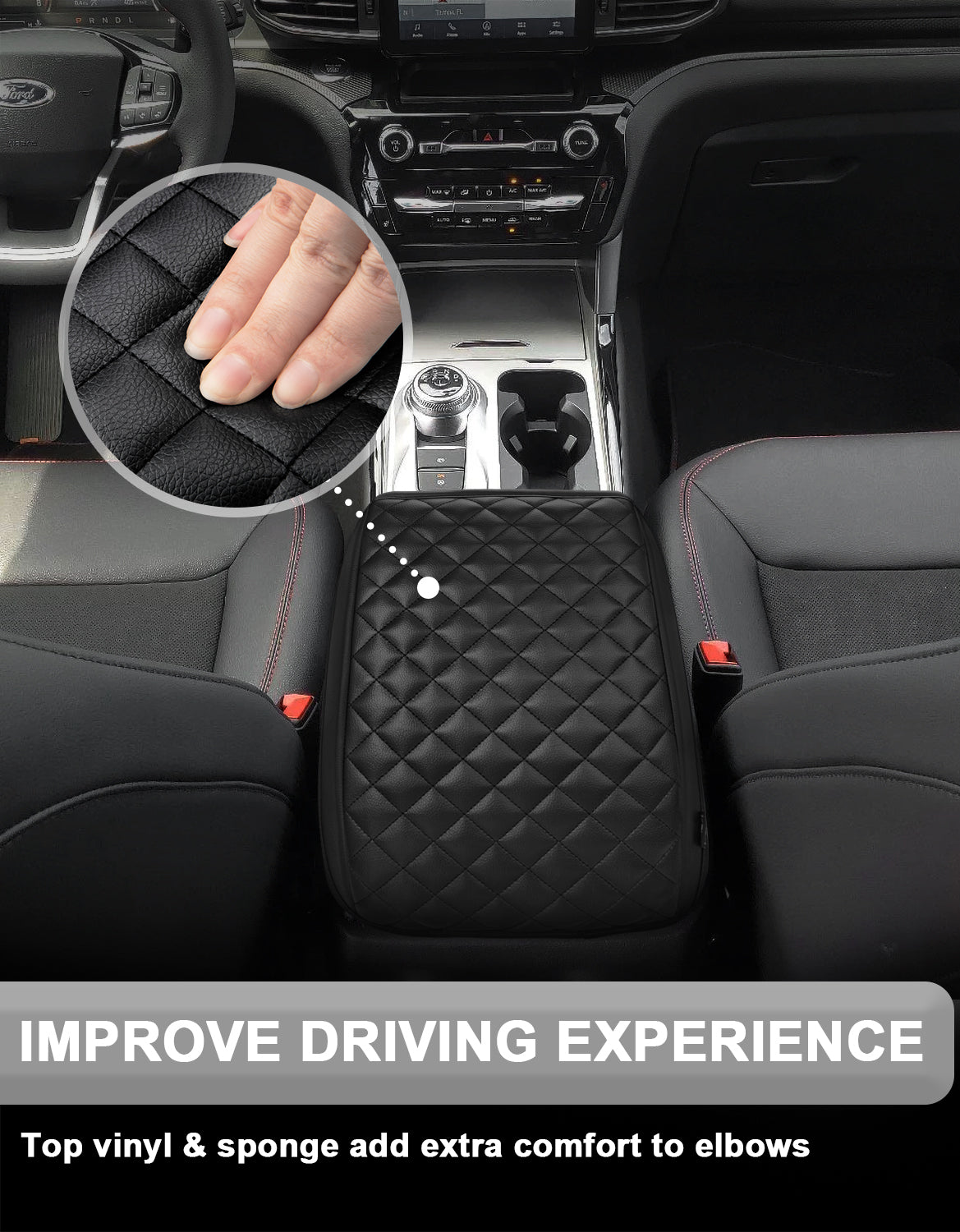 KBH Center Console Armrest Cover Pad Cushion Protector for 2020-2025 Ford Explorer