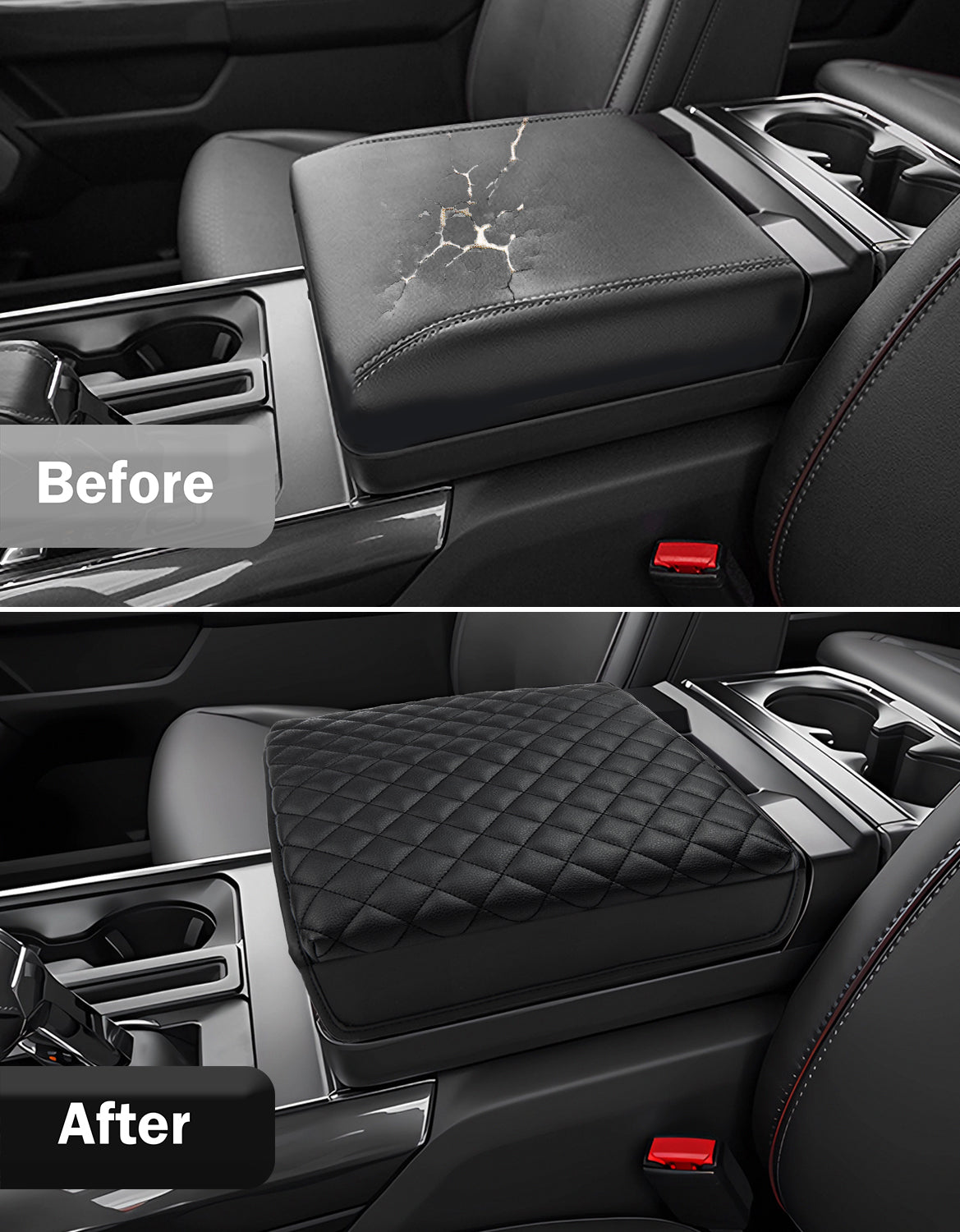 KBH Center Work Surface Console Armrest Cover Pad for Bucket Seat 2021-2024 Ford F-150